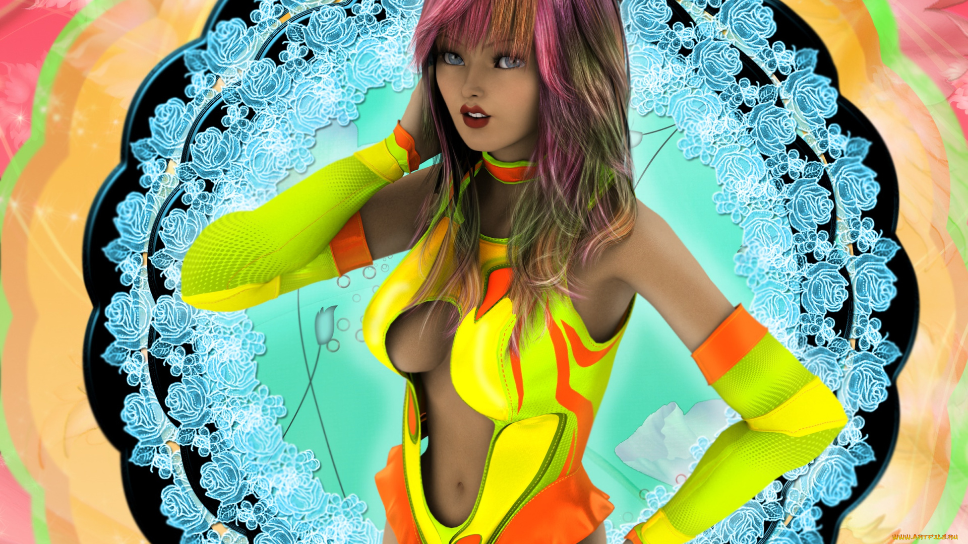 3д, графика, эльфы, , elves, фон, взгляд, эльфийка