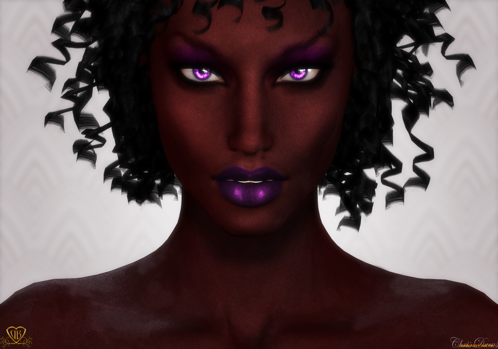 3д, графика, портрет, , portraits, африканка, фон, взгляд, девушка