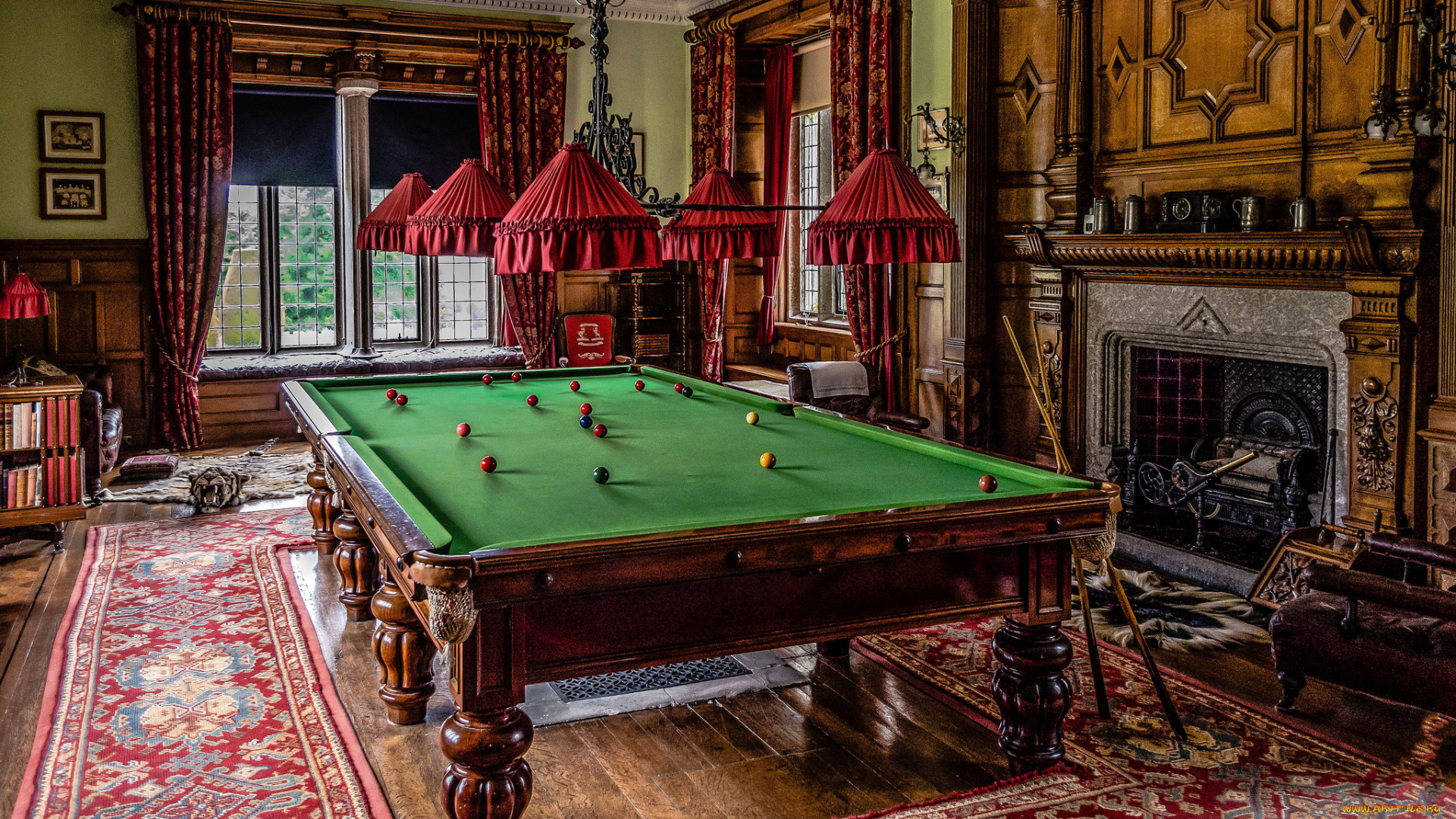 интерьер, бильярдная, игровая