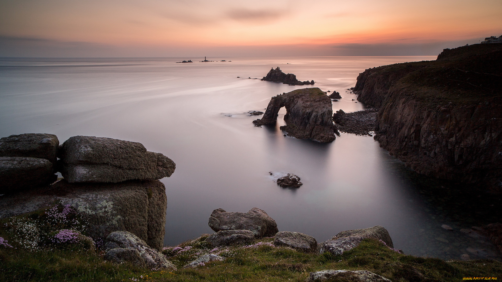 природа, побережье, море, закат, пейзаж, берег