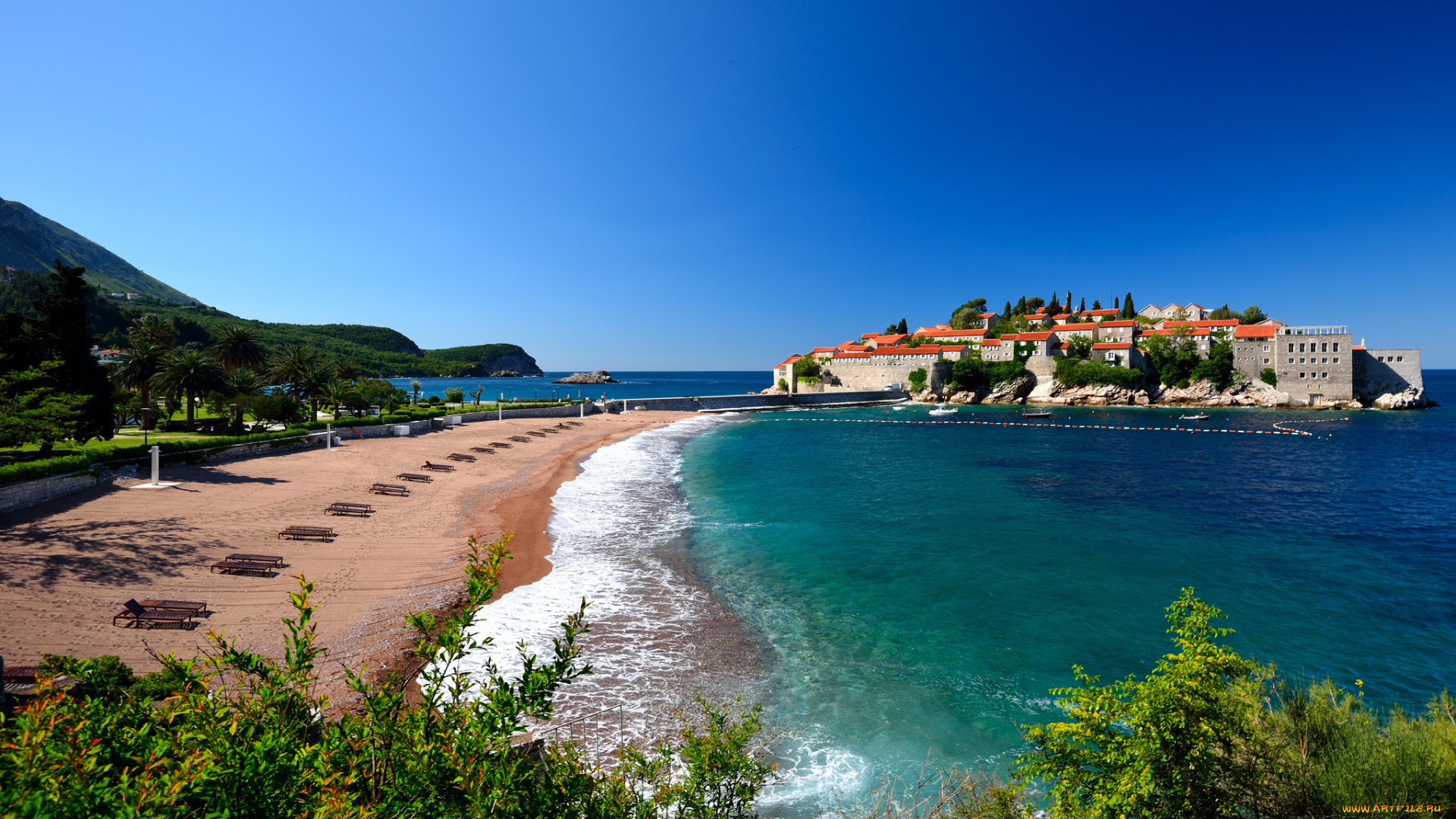 sveti, stafan, города, -, пейзажи, будва, курорт, остров, черногория