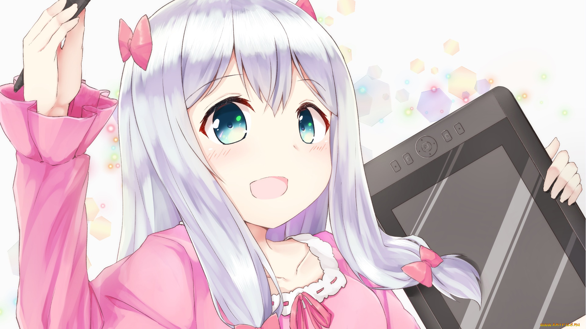 аниме, eromanga-sensei, девушка, взгляд, фон