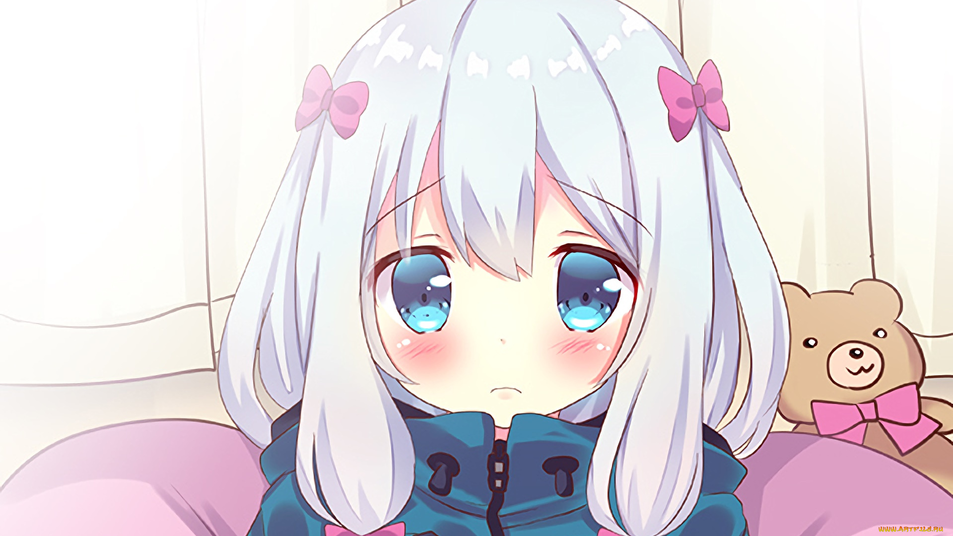 аниме, eromanga-sensei, девушка, взгляд, фон