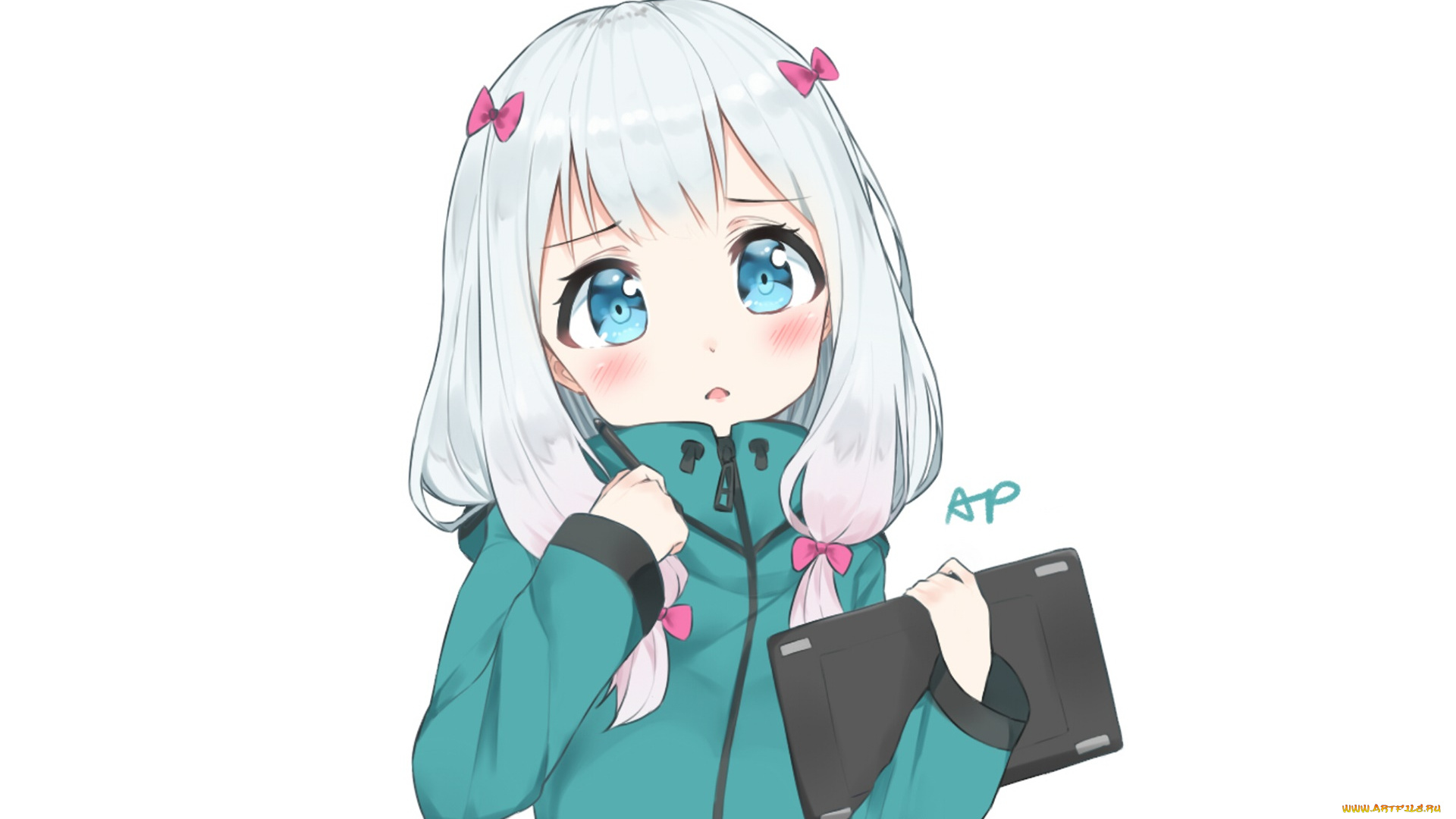 аниме, eromanga-sensei, девушка, взгляд, фон