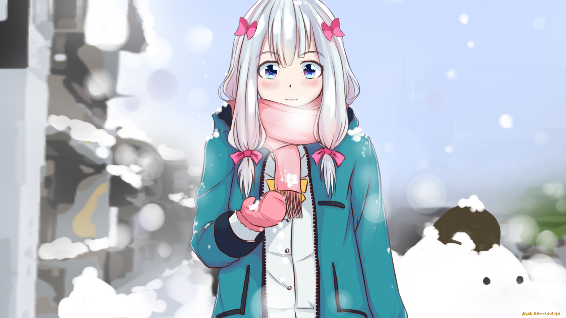 аниме, eromanga-sensei, девушка, взгляд, фон