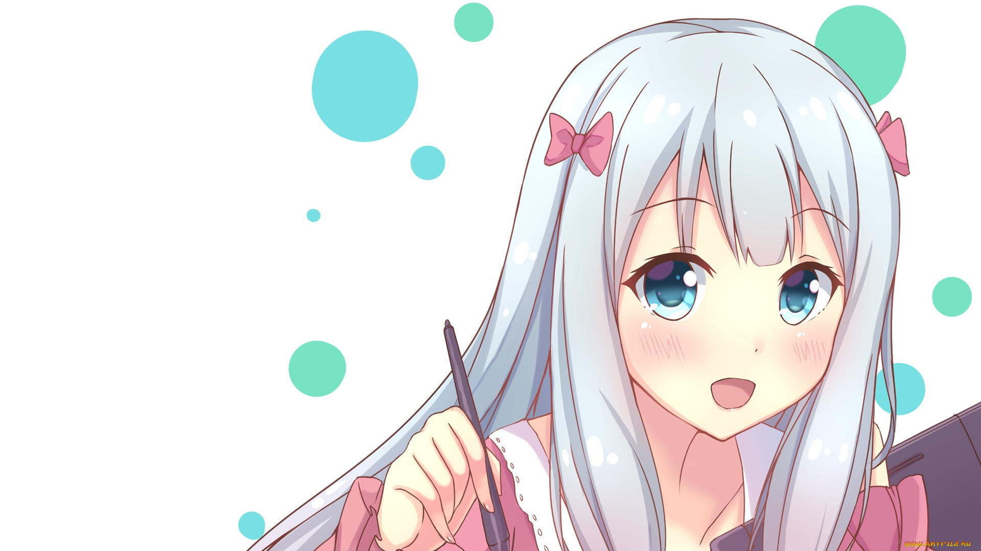 аниме, eromanga-sensei, девушка, взгляд, фон