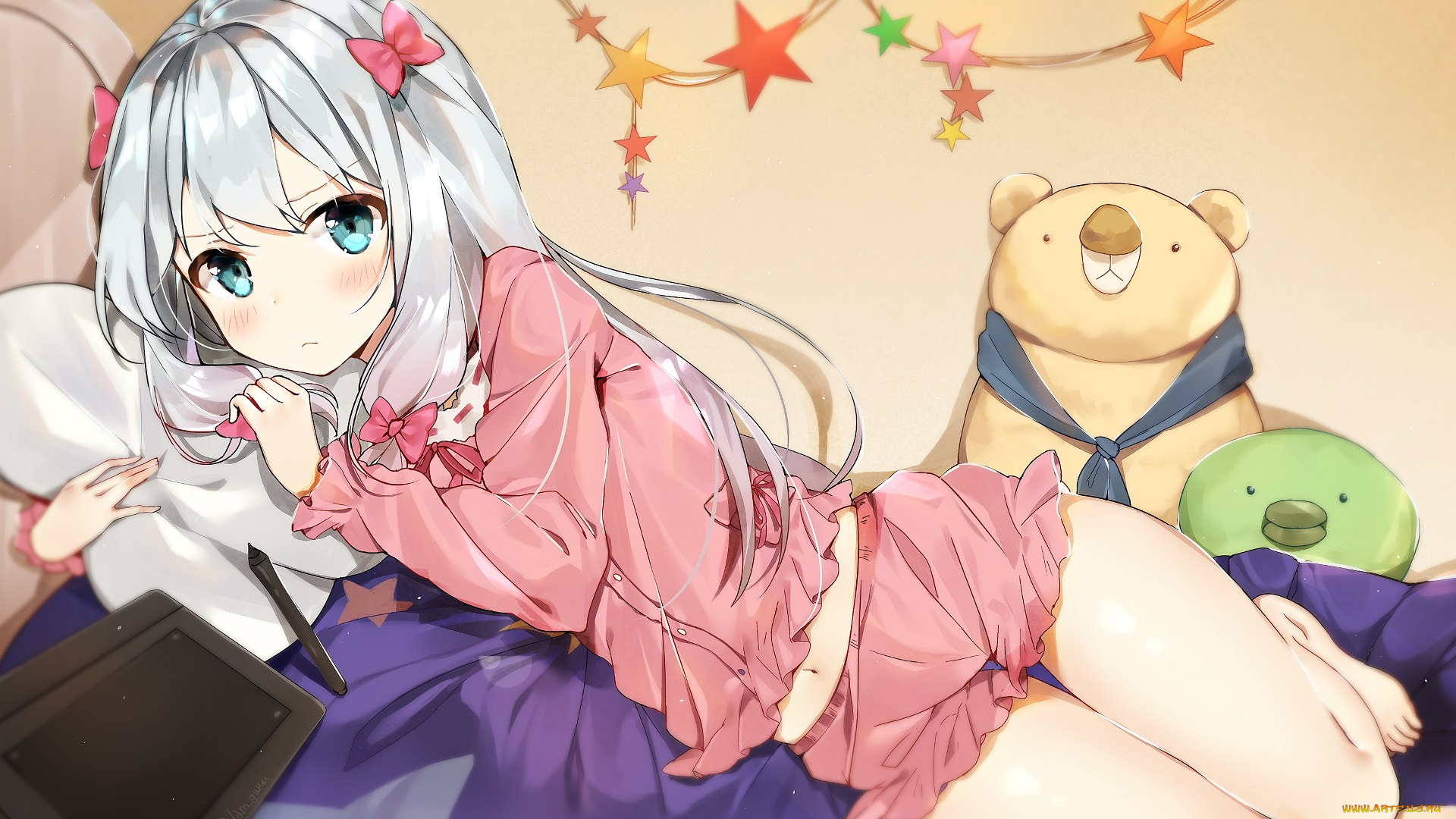 аниме, eromanga-sensei, взгляд, девушка, фон