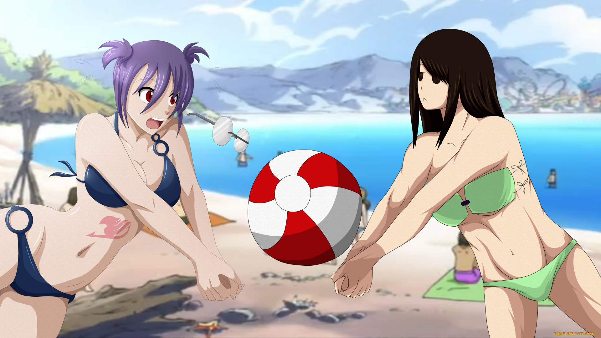 аниме, fairy, tail, фон, взгляд, девушки