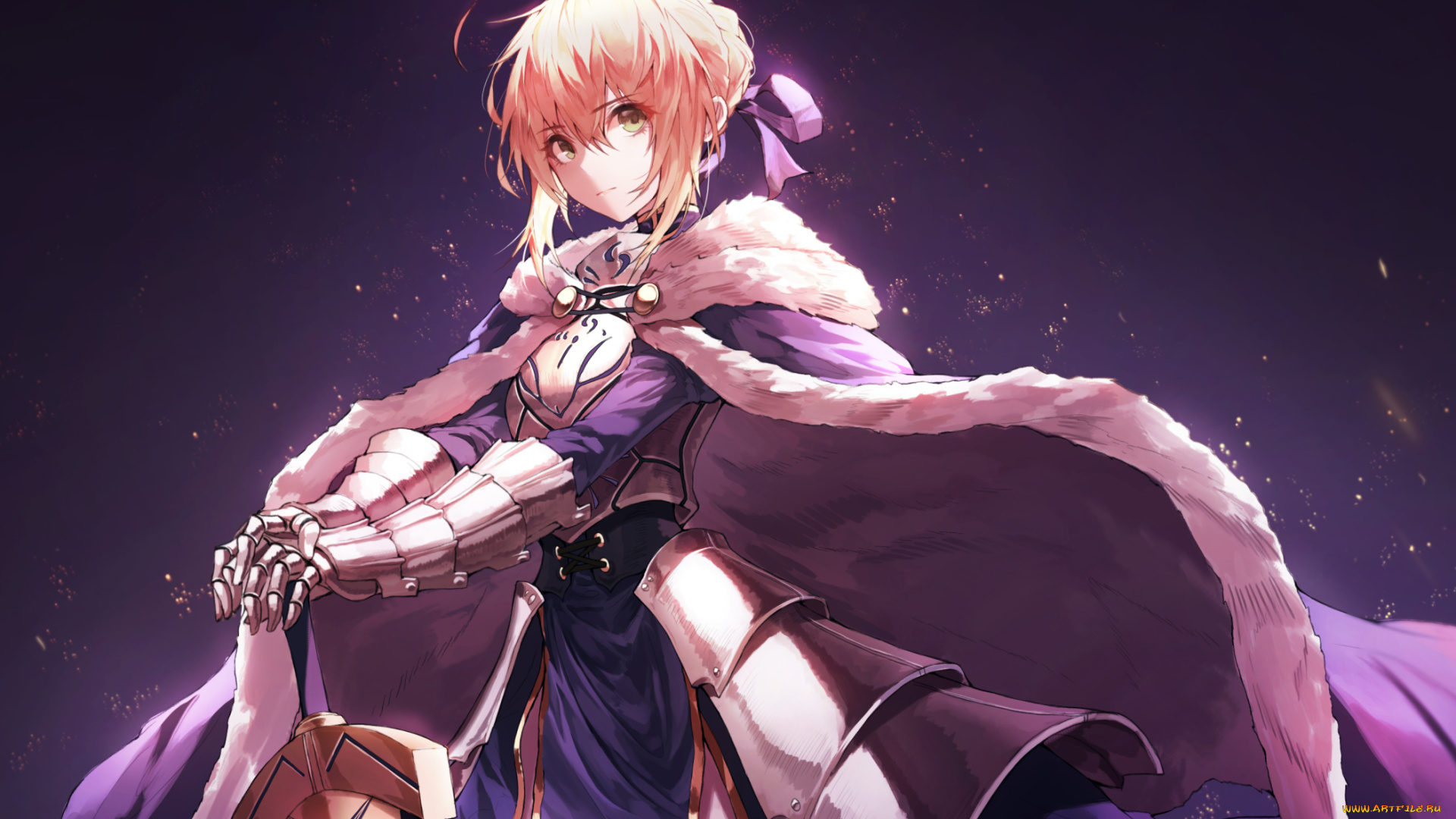 аниме, fate, stay, night, девушка, взгляд, фон