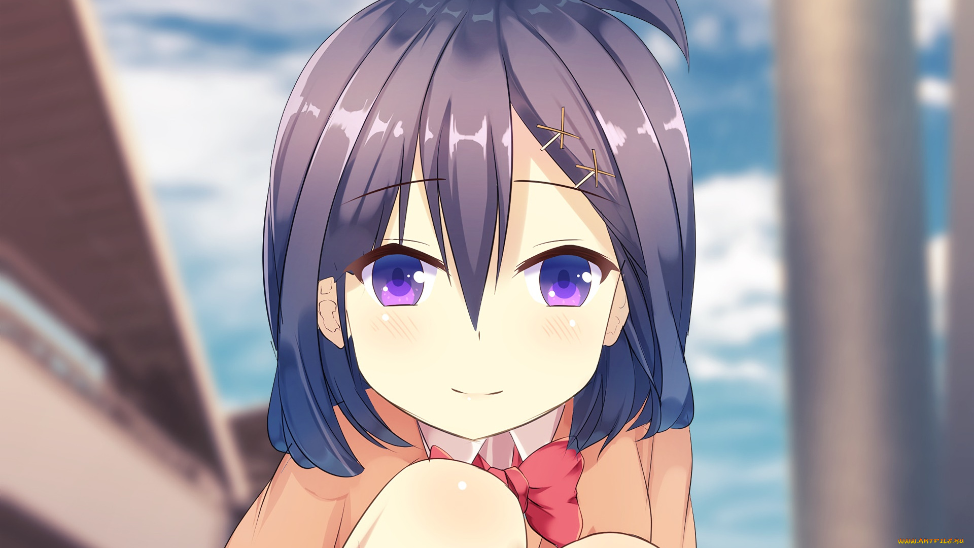 аниме, gabriel, dropout, взгляд, девушка, фон