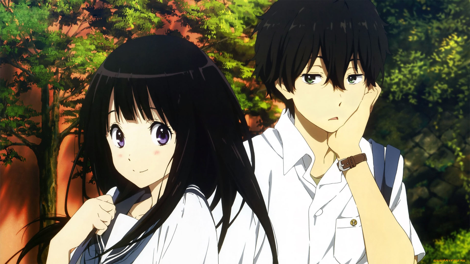 аниме, hyouka, фон, девушка, взгляд