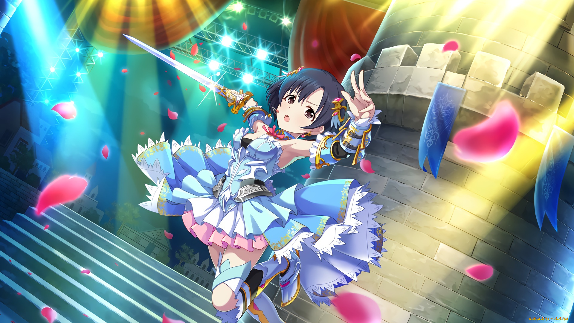 аниме, idolm@ster, взгляд, девушка, фон