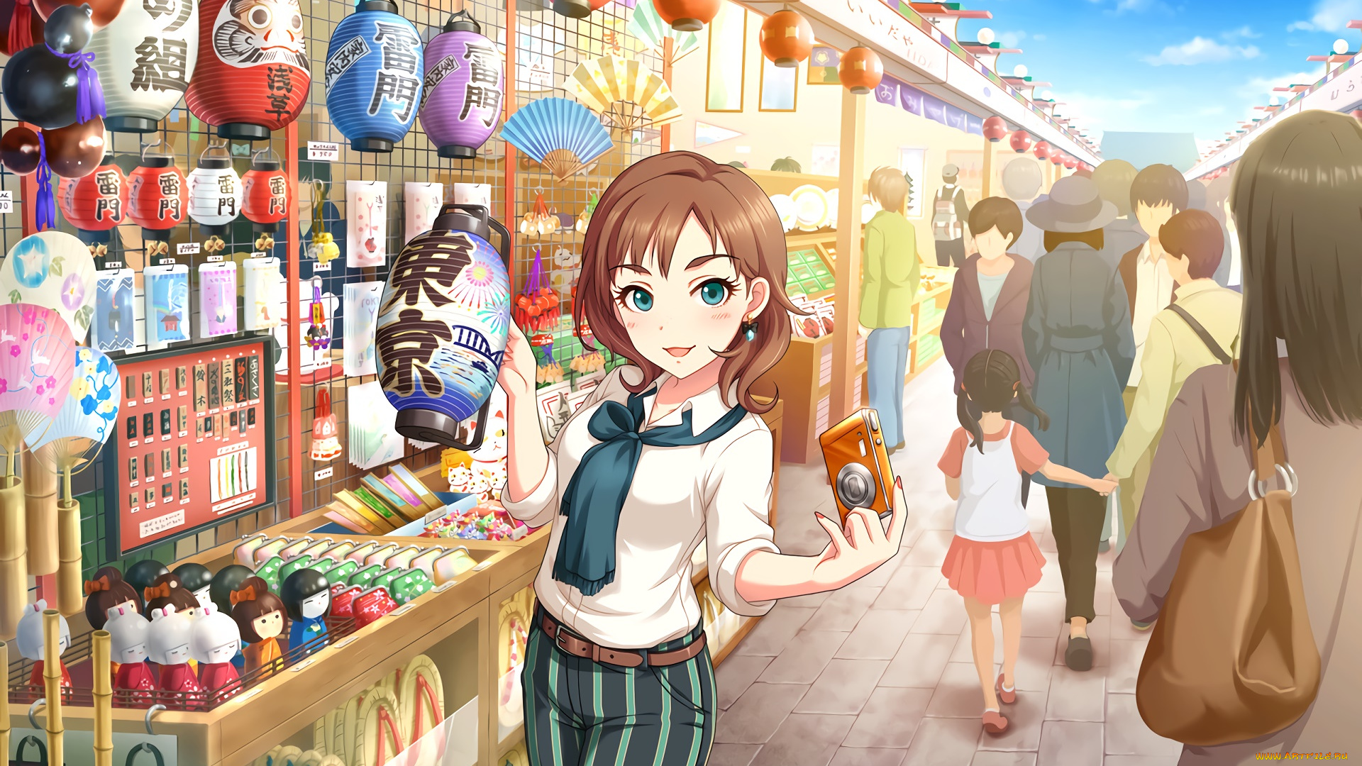 аниме, idolm@ster, взгляд, девушка, фон