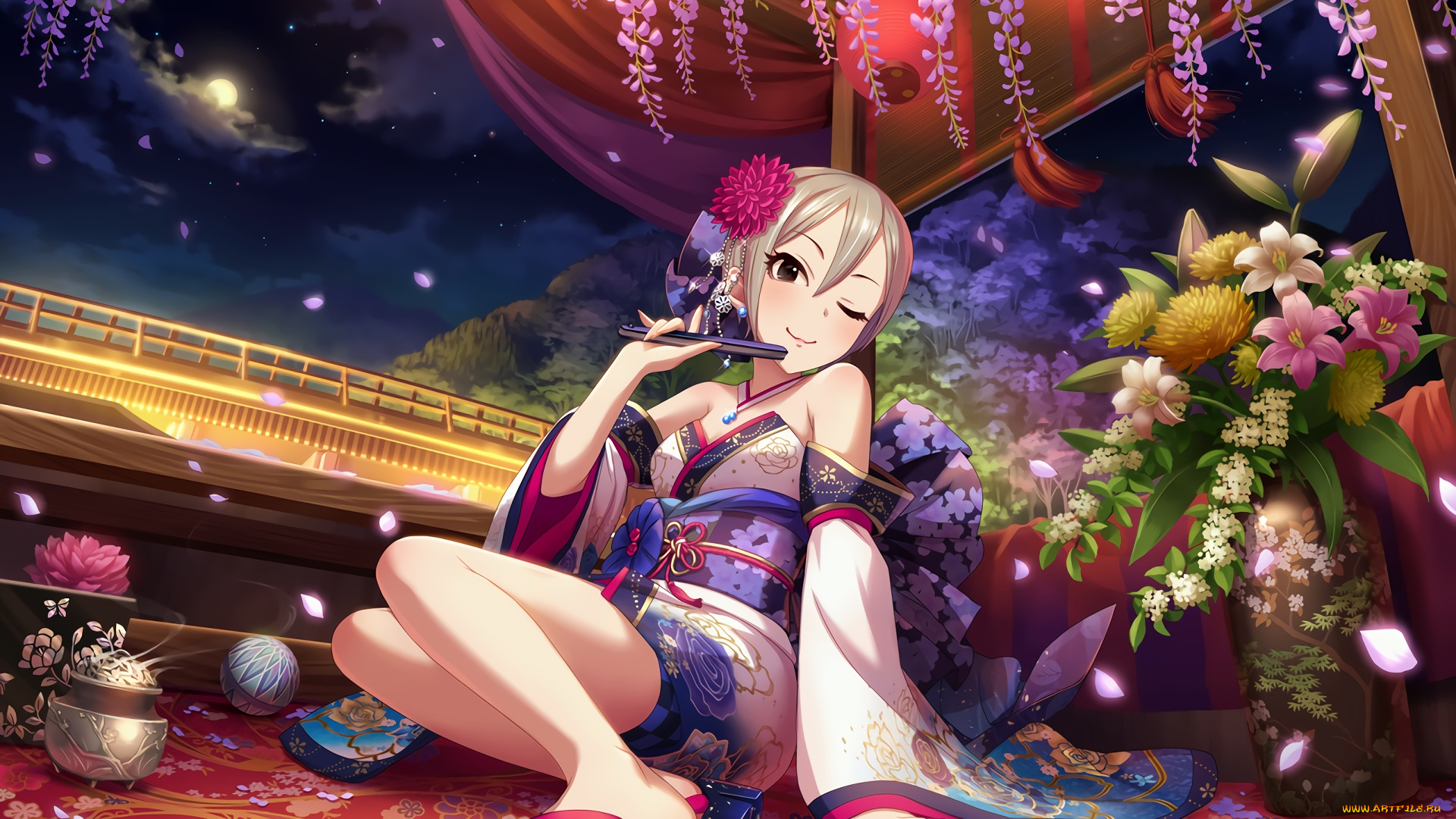 аниме, idolm@ster, взгляд, девушка, фон