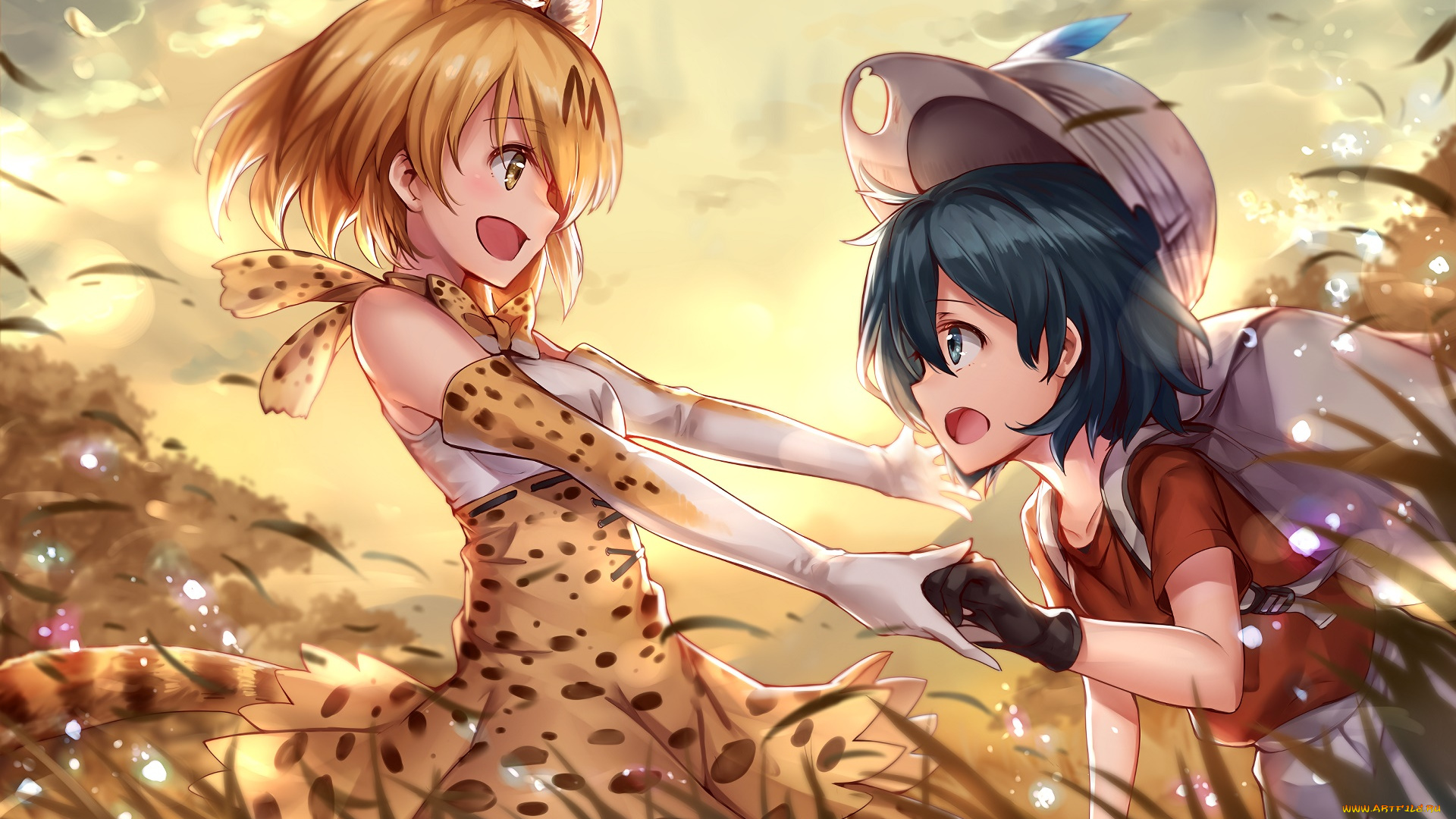 аниме, kemono, friends, девушки, фон, взгляд