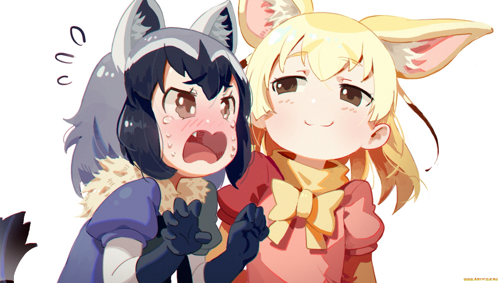 аниме, kemono, friends, фон, взгляд, девушки