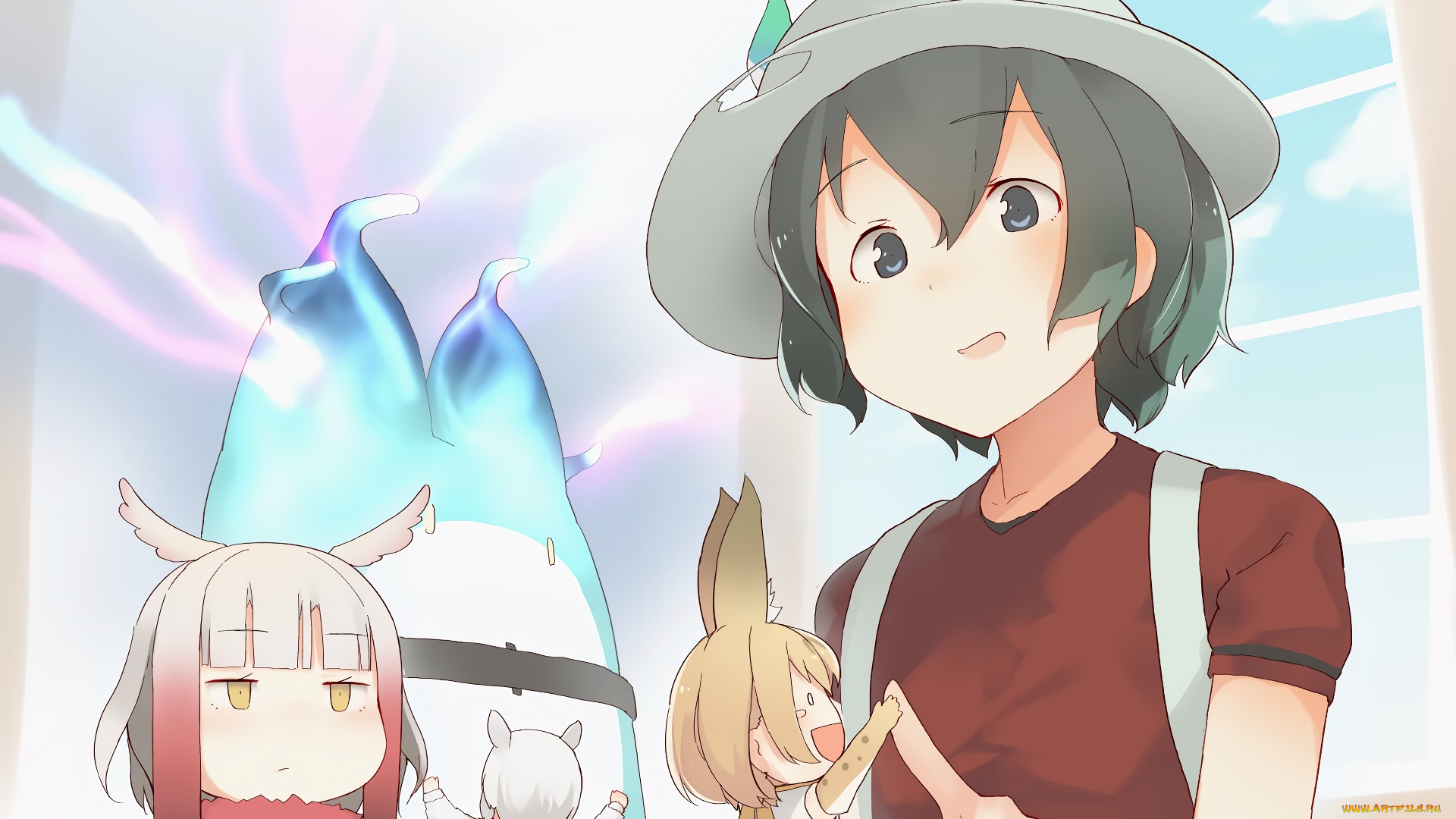 аниме, kemono, friends, взгляд, фон, девушка