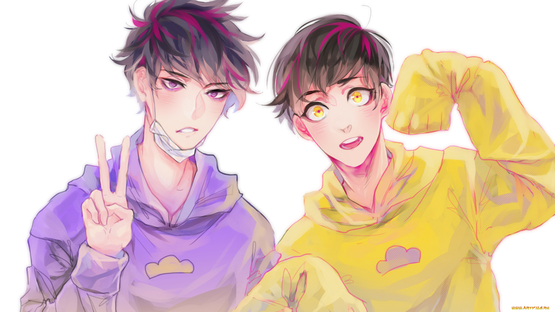 аниме, osomatsu-san, парни