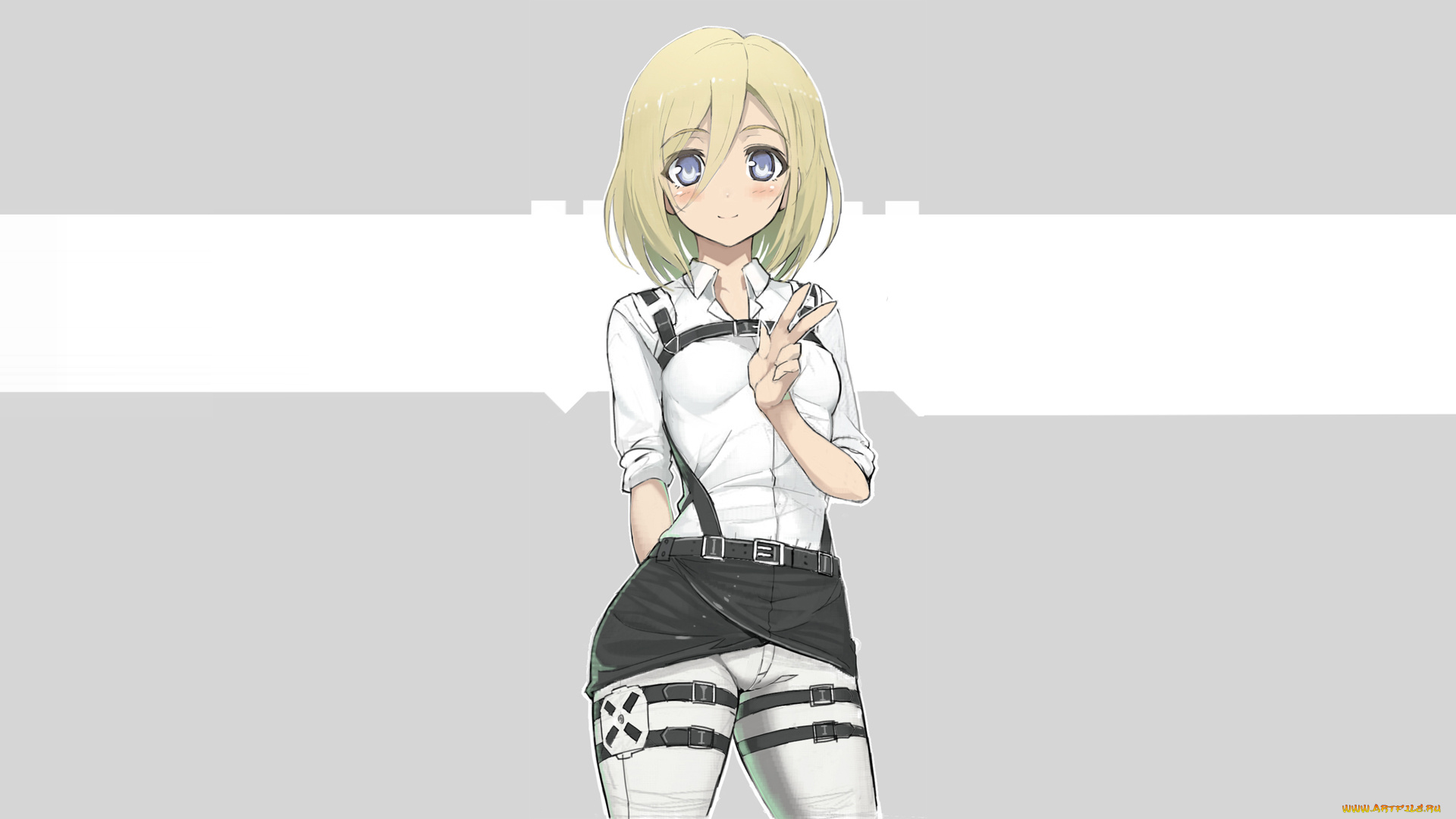 аниме, shingeki, no, kyojin, девушка, взгляд, фон