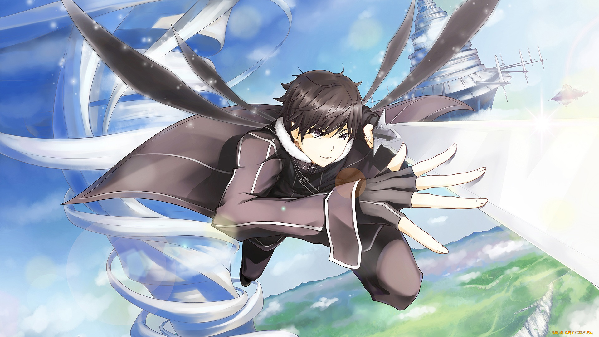 аниме, sword, art, online, фон, взгляд, парень