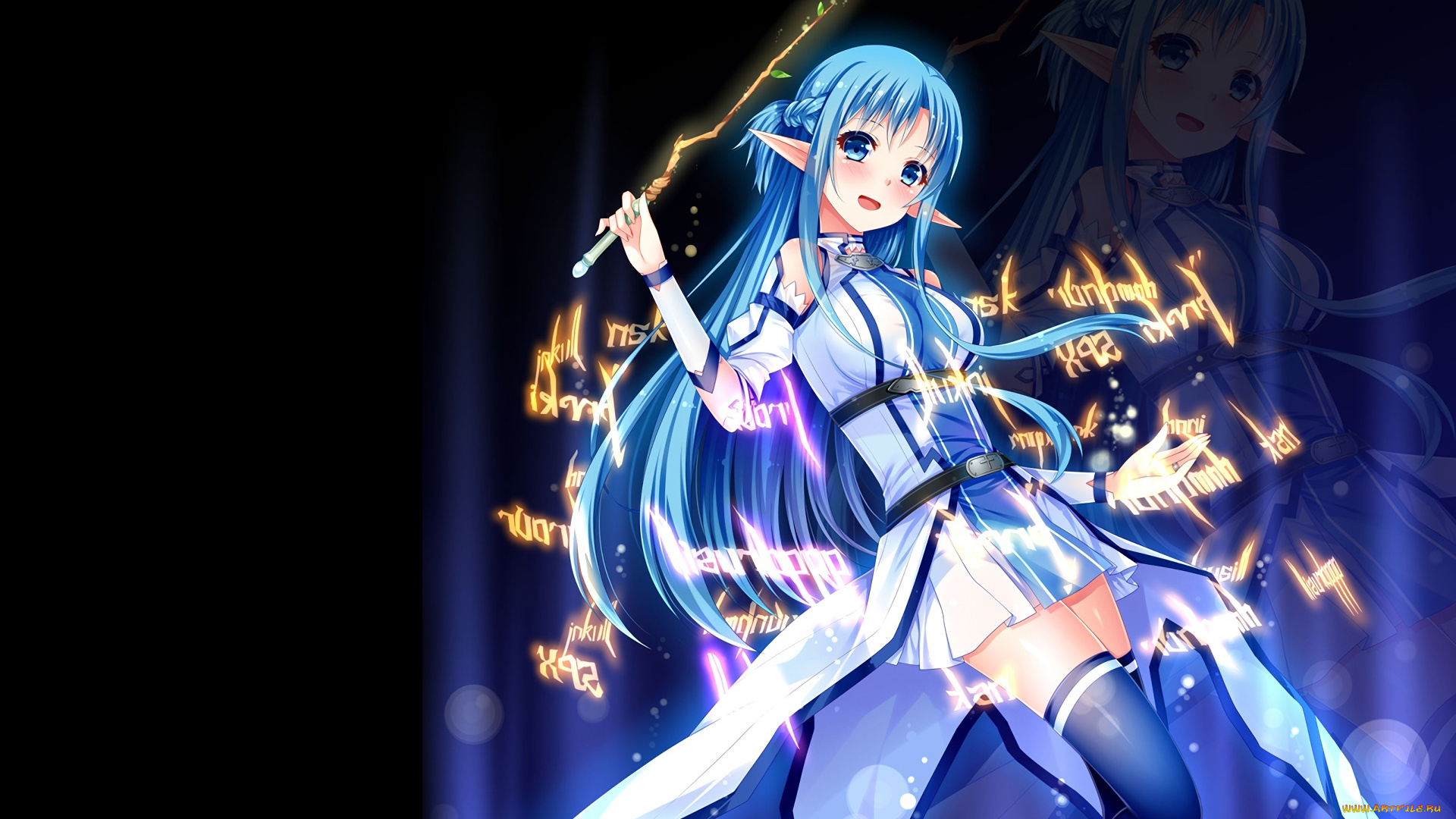 аниме, sword, art, online, взгляд, девушка, фон