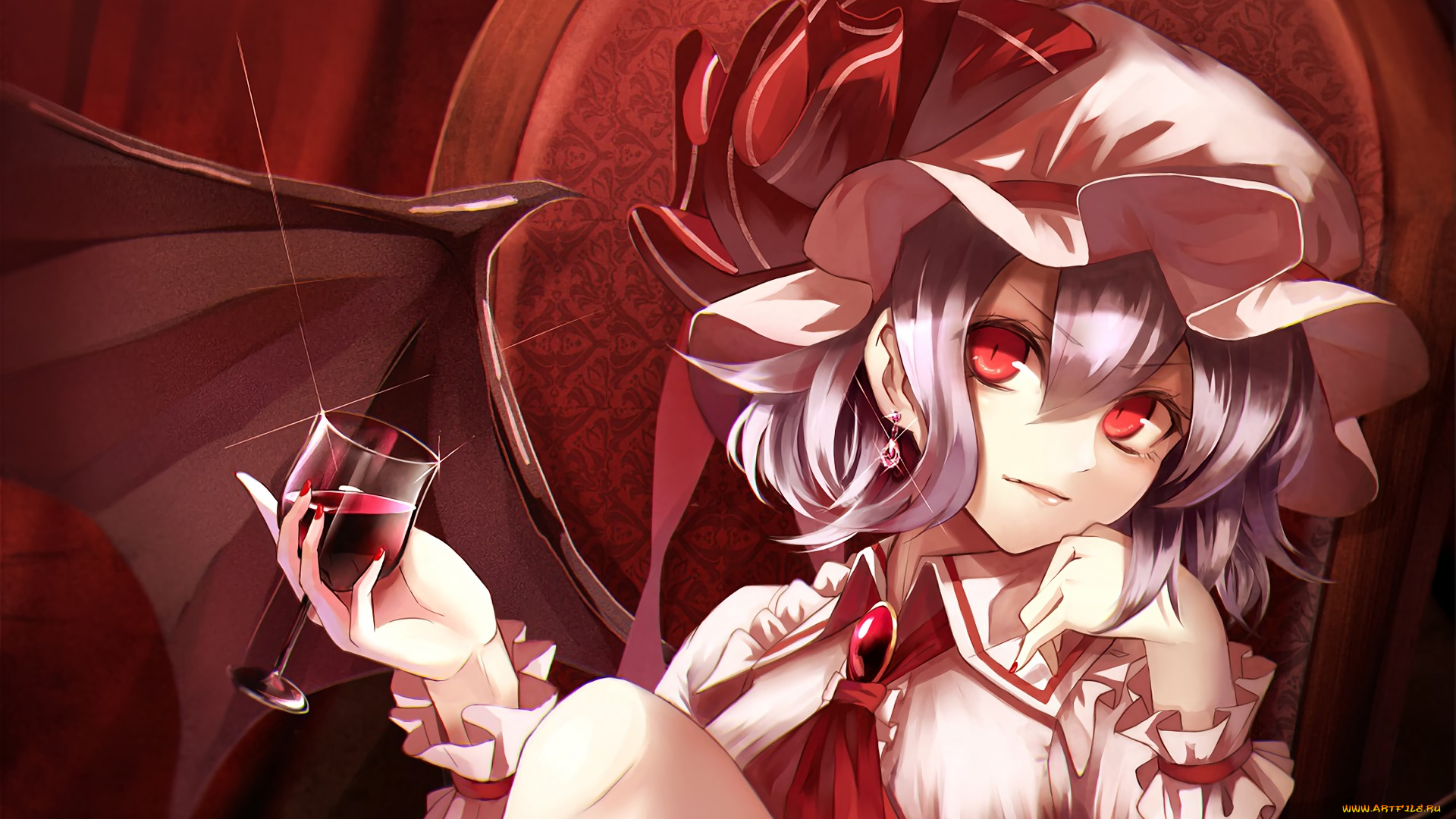 аниме, touhou, девушка, взгляд, фон