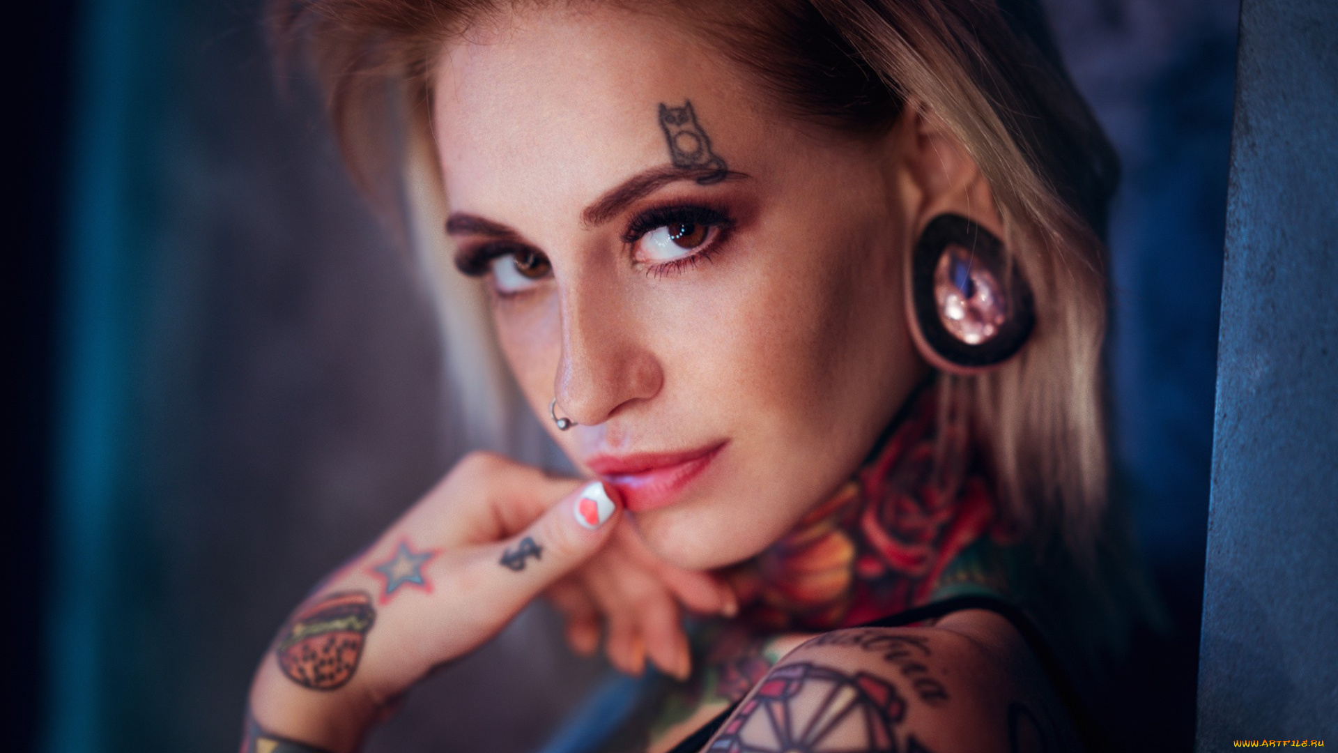 bantik, boy, девушки, тату, бельё, красивая, тело, татуировка, дреды