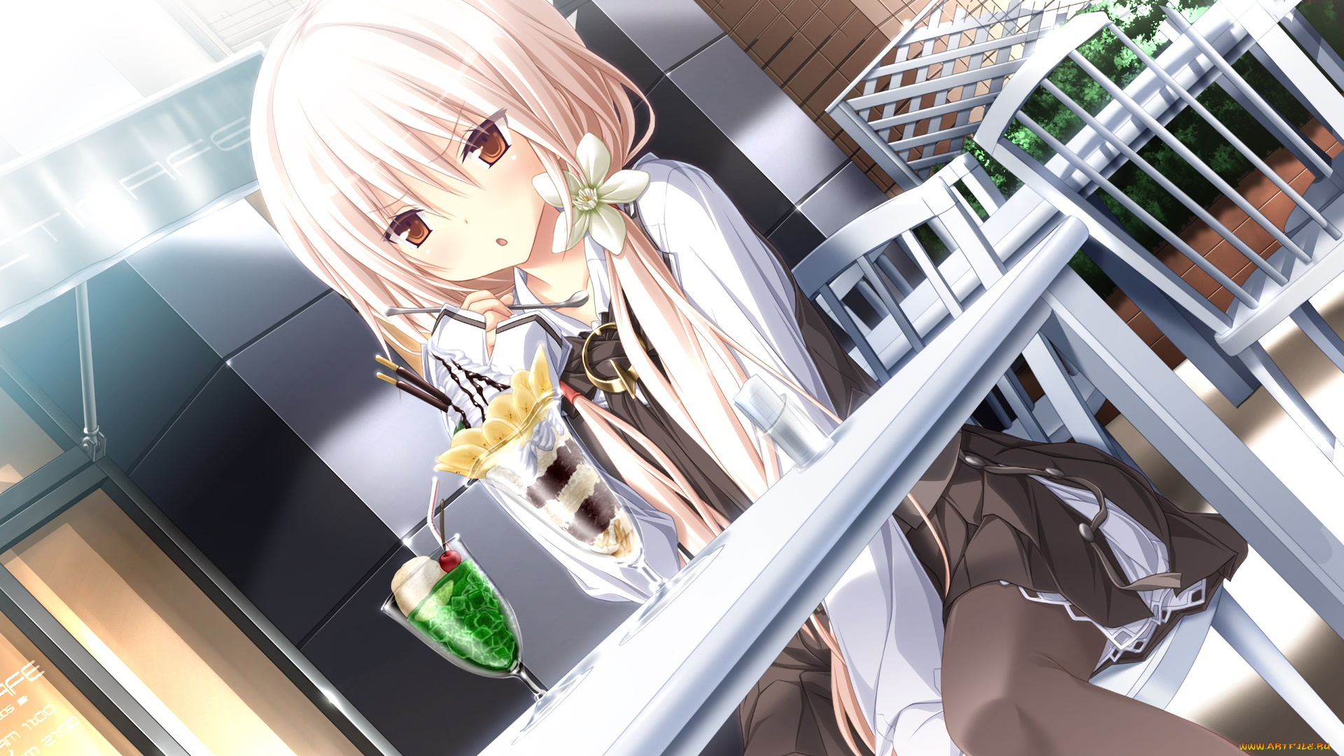 chrono, clock, аниме, фон, взгляд, девушка