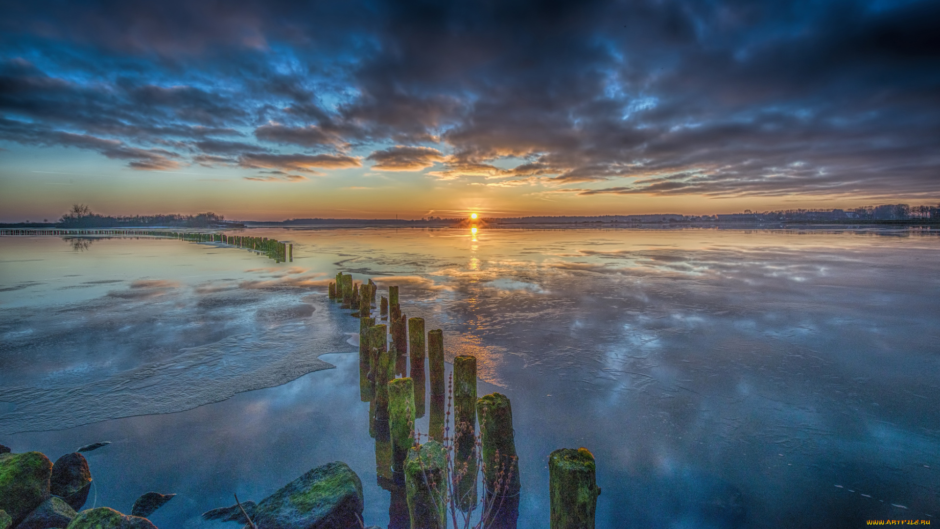 природа, реки, озера, рассвет