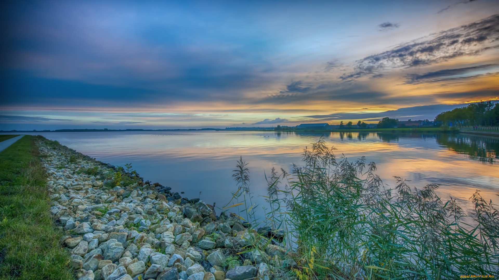 природа, реки, озера, рассвет