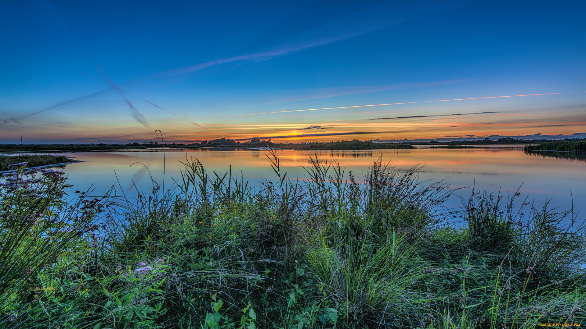 природа, реки, озера, рассвет