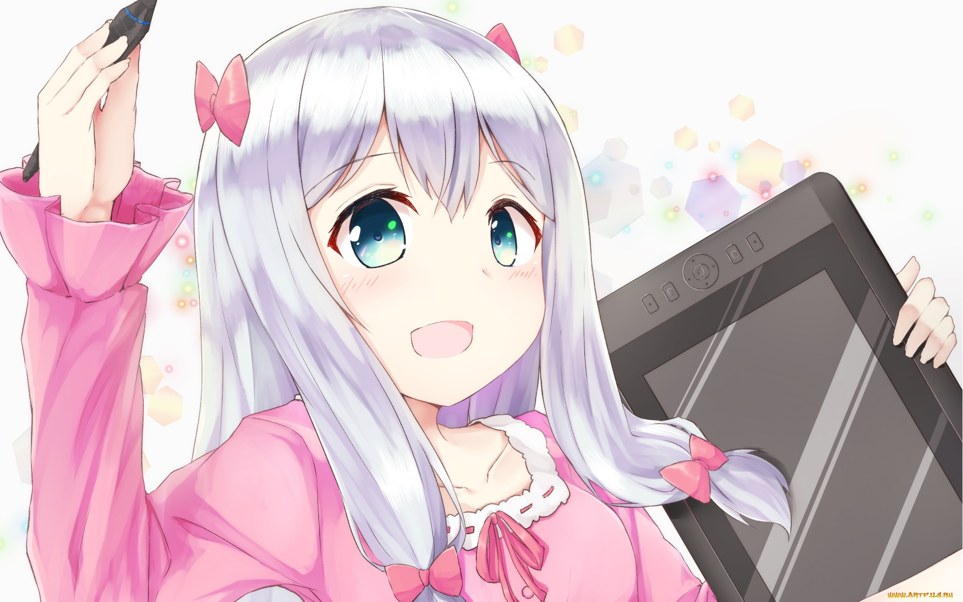 аниме, eromanga-sensei, девушка, взгляд, фон