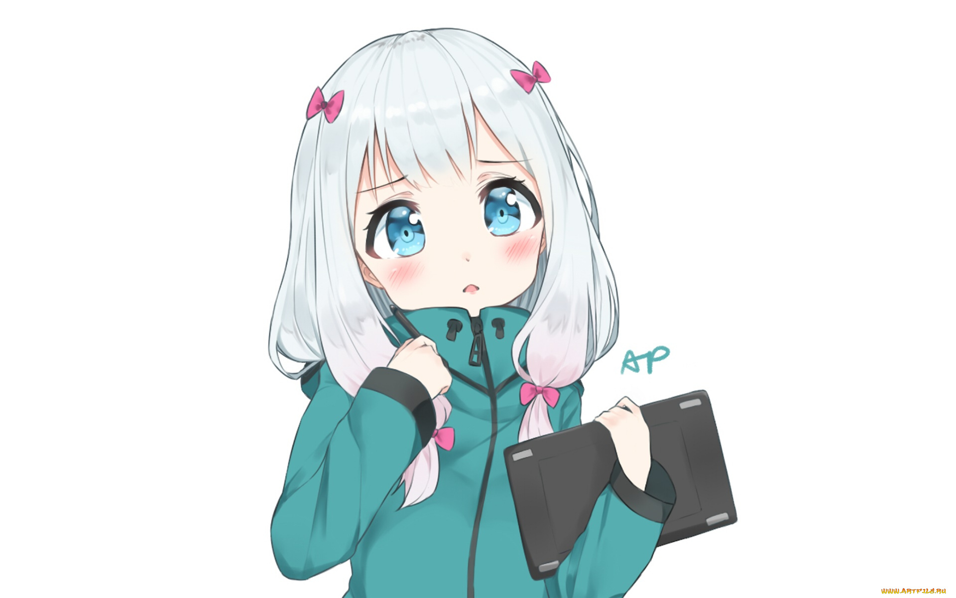 аниме, eromanga-sensei, девушка, взгляд, фон
