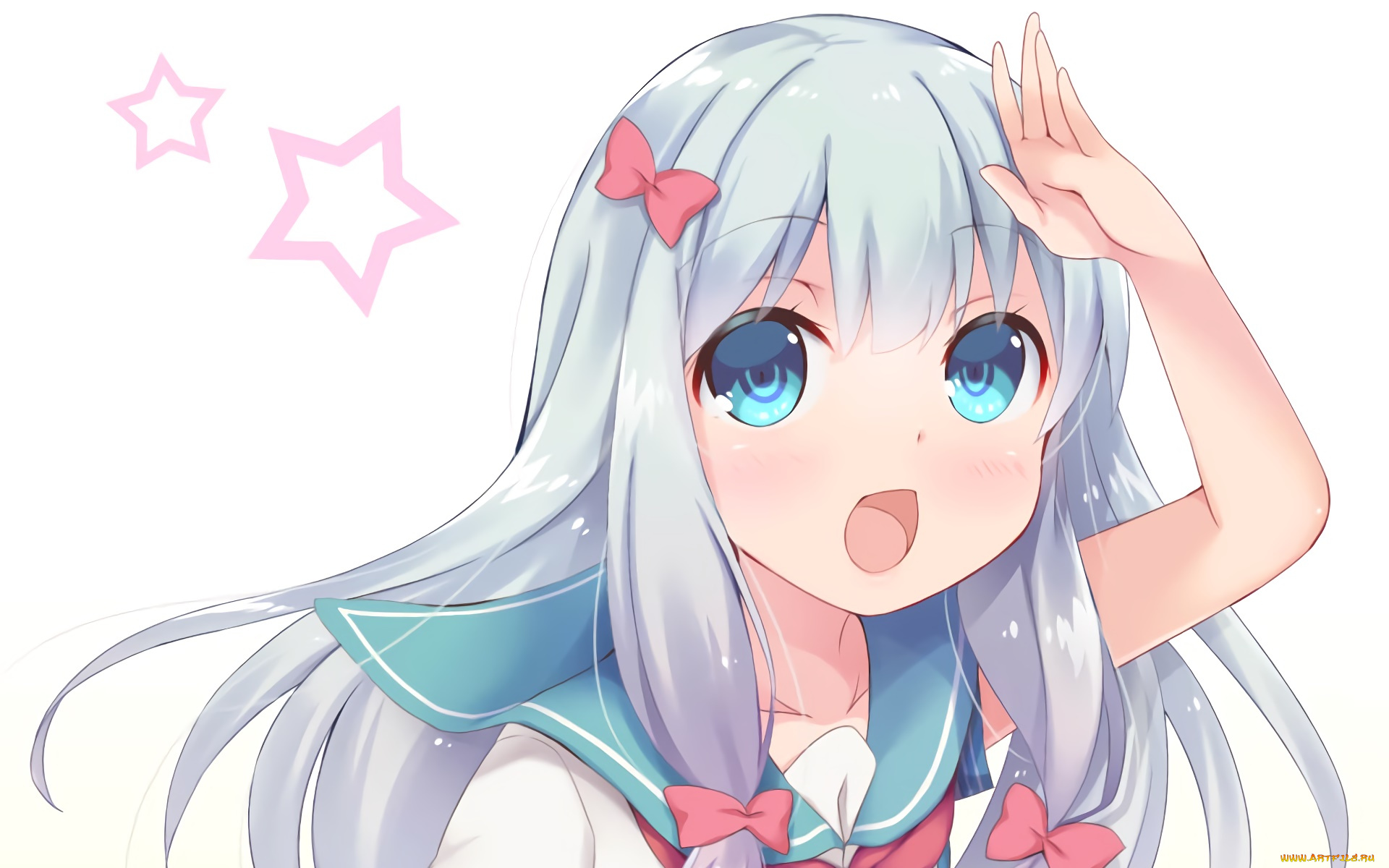 аниме, eromanga-sensei, девушка, взгляд, фон