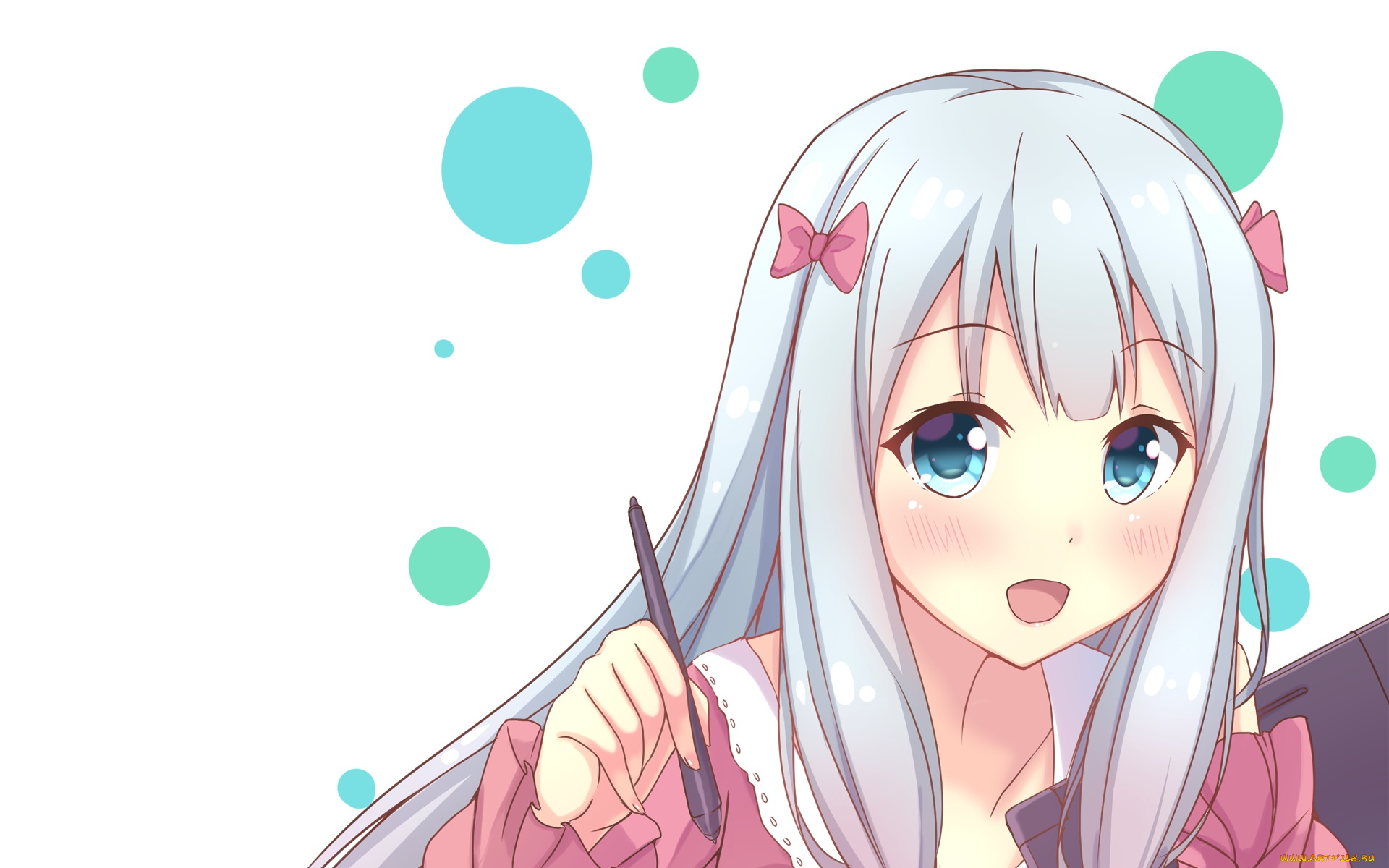 аниме, eromanga-sensei, девушка, взгляд, фон
