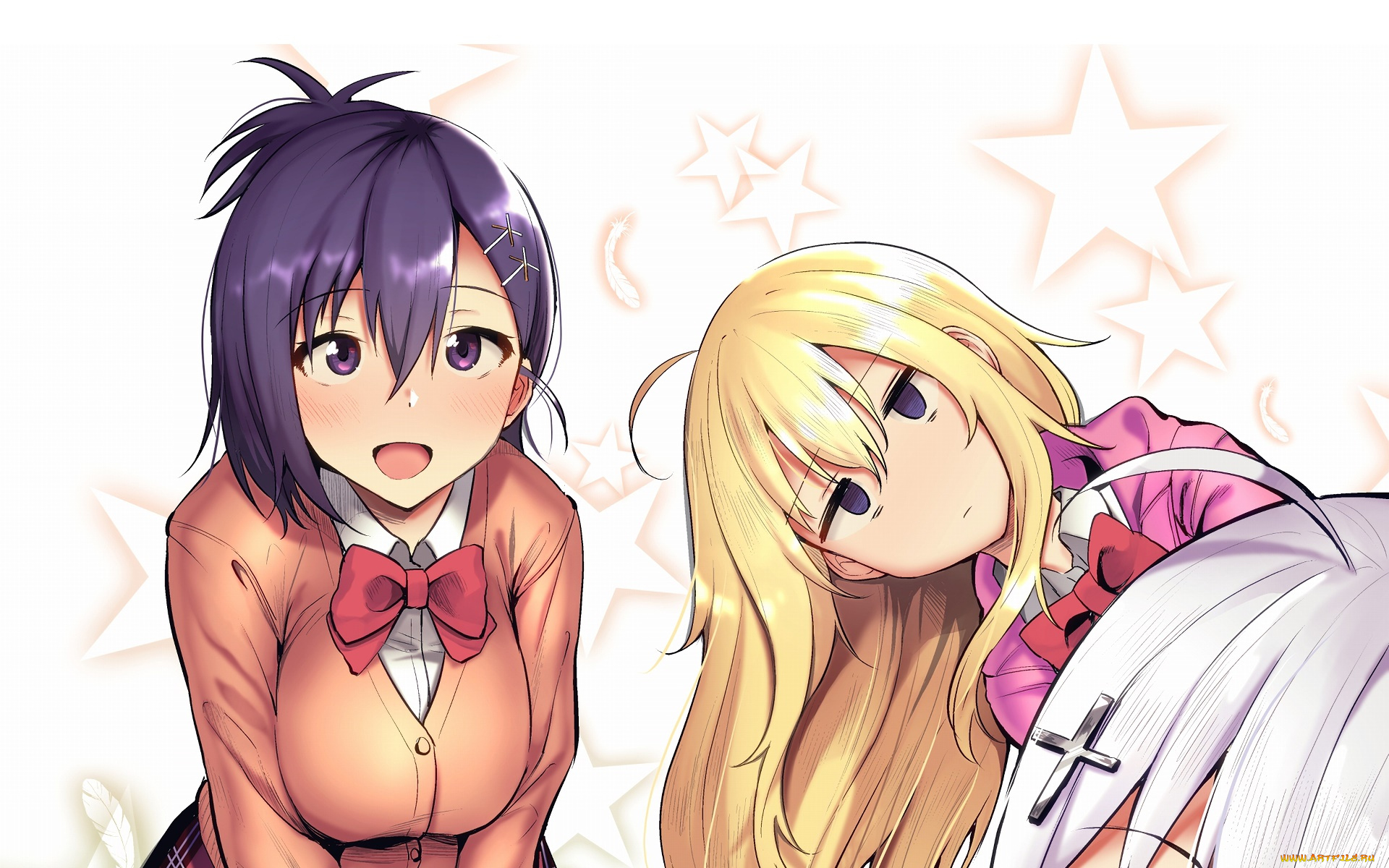 аниме, gabriel, dropout, девушки, взгляд, фон