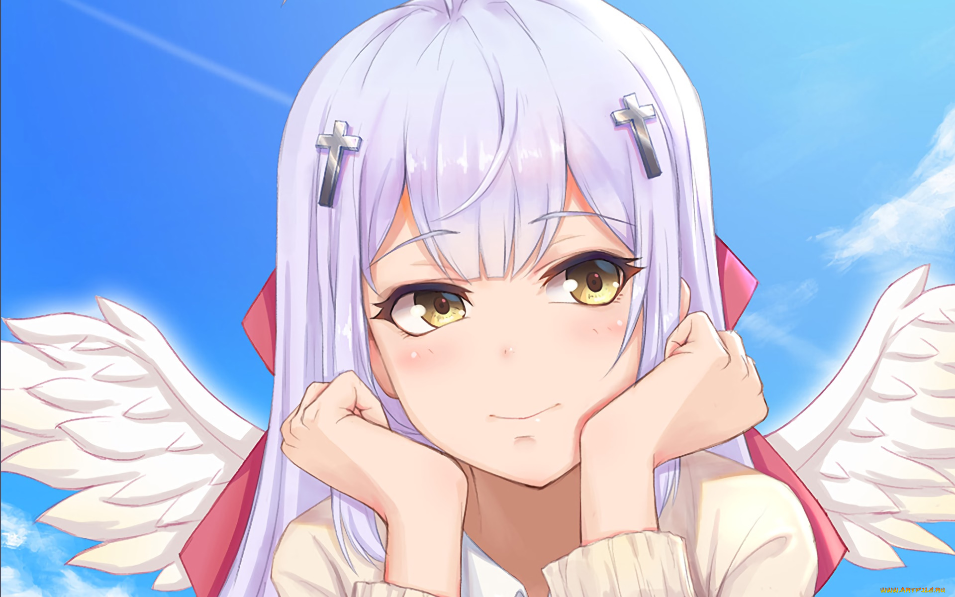 аниме, gabriel, dropout, фон, взгляд, девушка