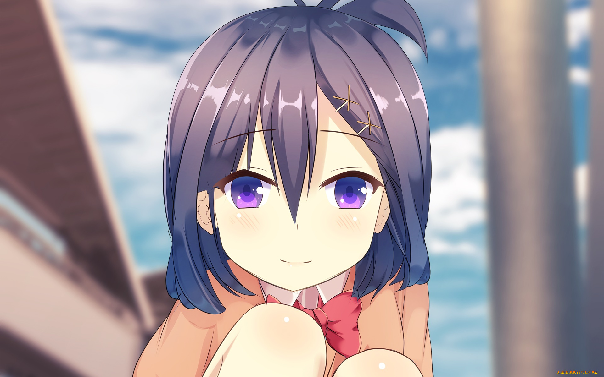 аниме, gabriel, dropout, взгляд, девушка, фон