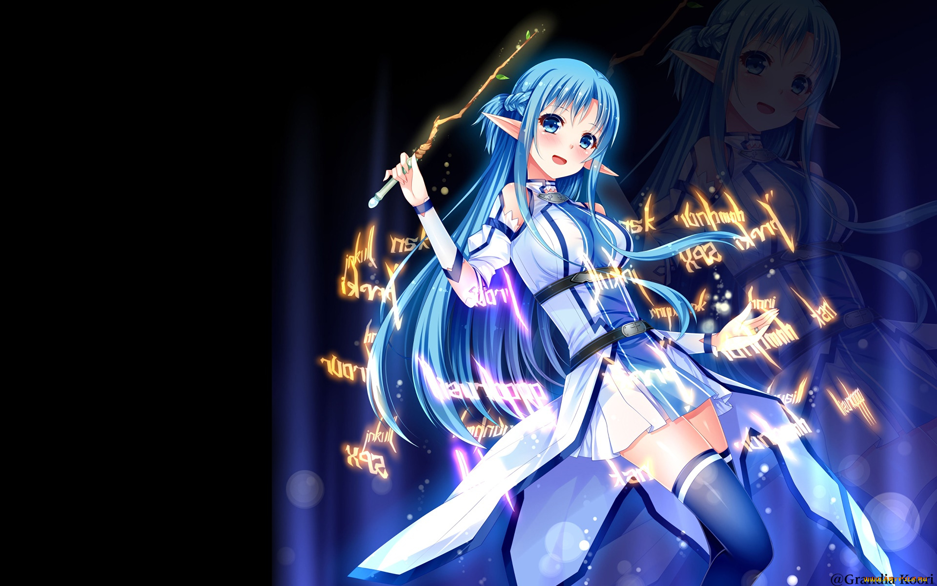 аниме, sword, art, online, взгляд, девушка, фон