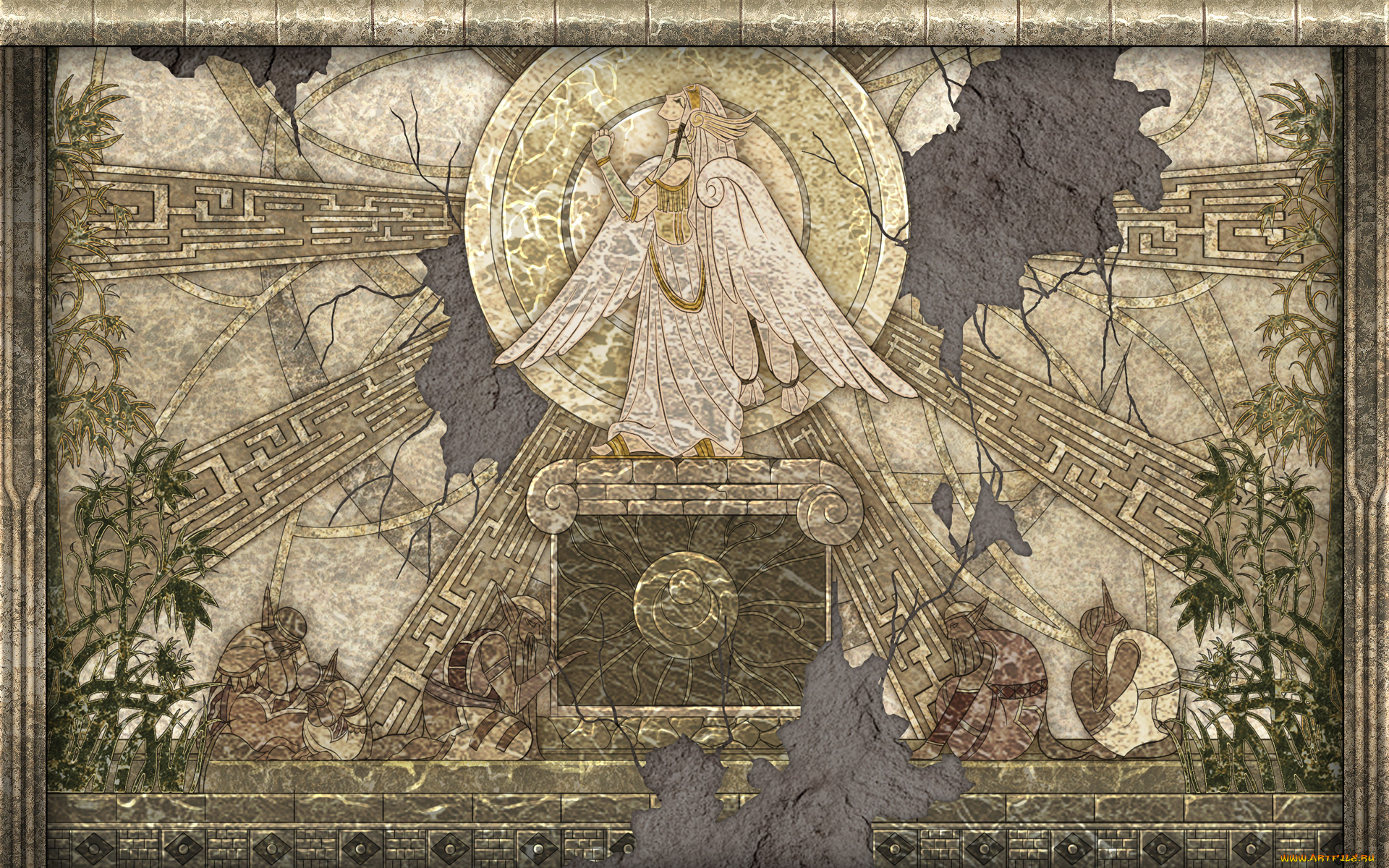 разное, рельефы, , статуи, , музейные, экспонаты, ангел, солнце, постамент, фреска