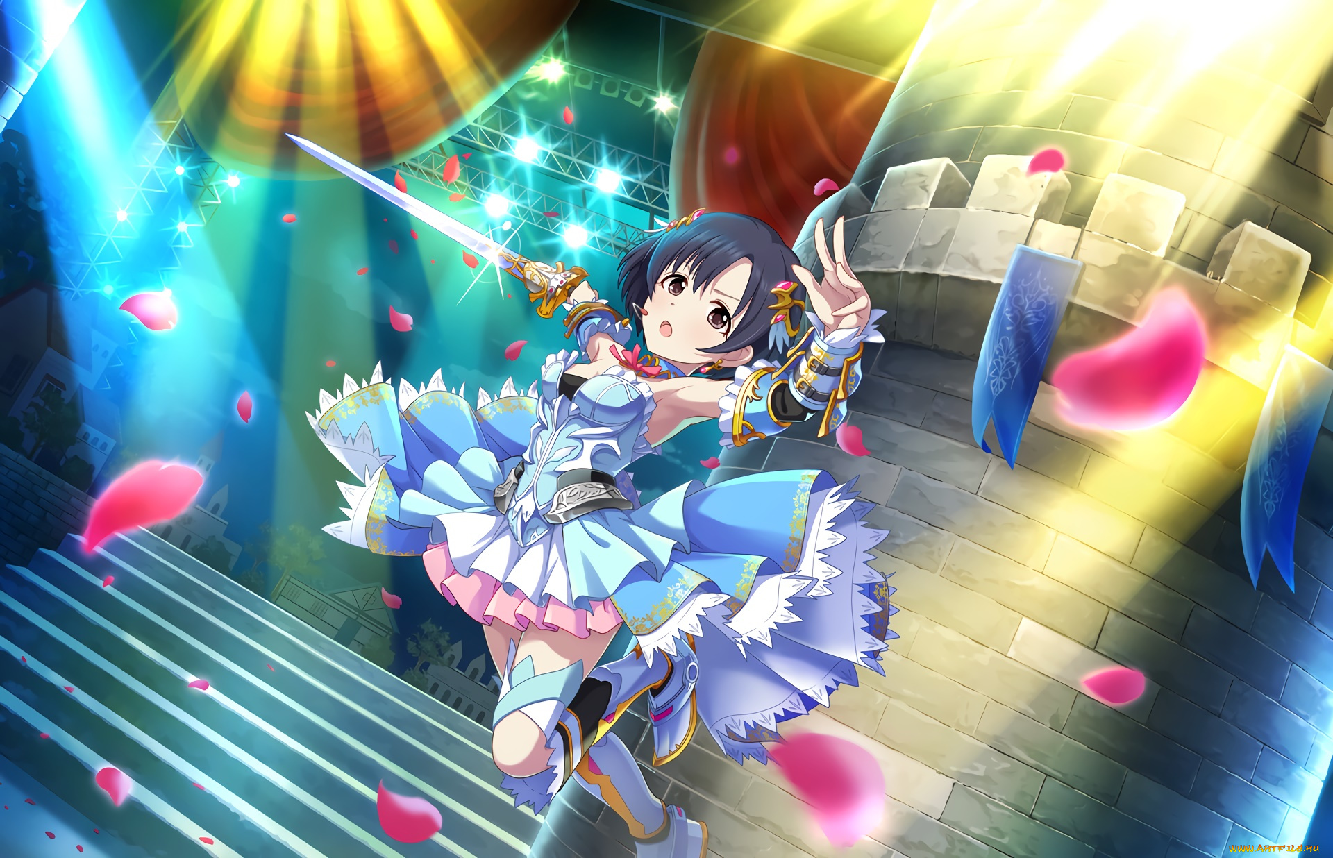 аниме, idolm@ster, взгляд, девушка, фон