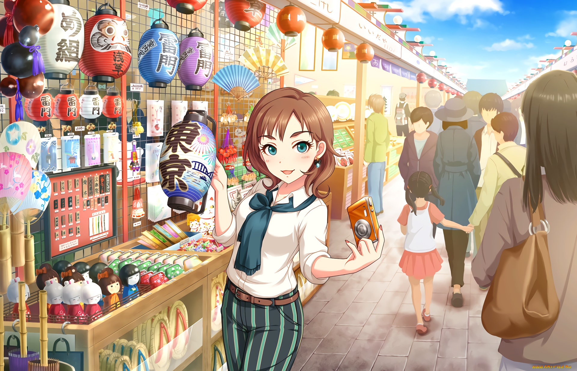 аниме, idolm@ster, взгляд, девушка, фон