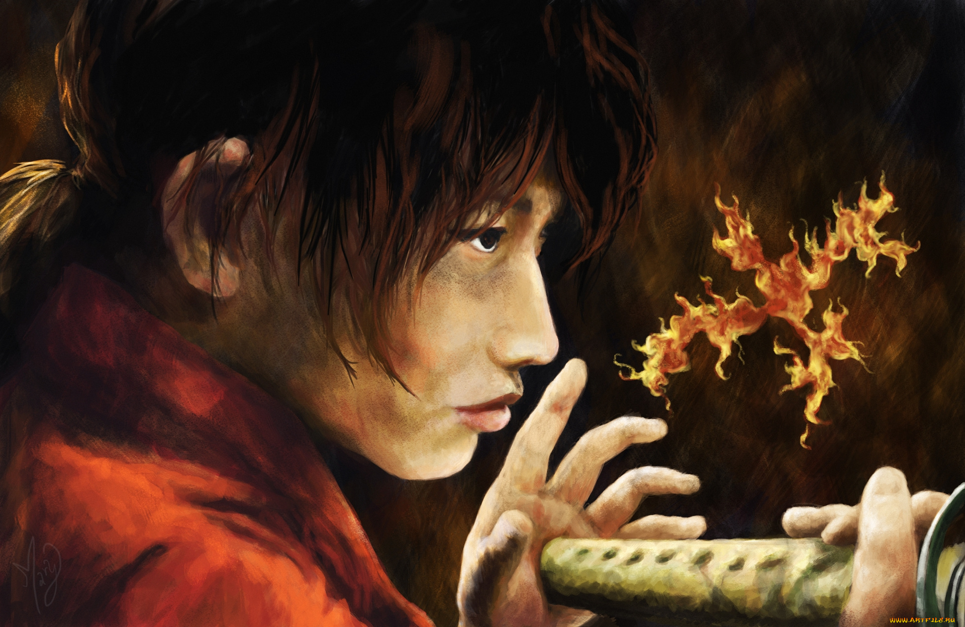 аниме, rurouni, kenshin, kenshin, самурай, меч, мужчина, himura