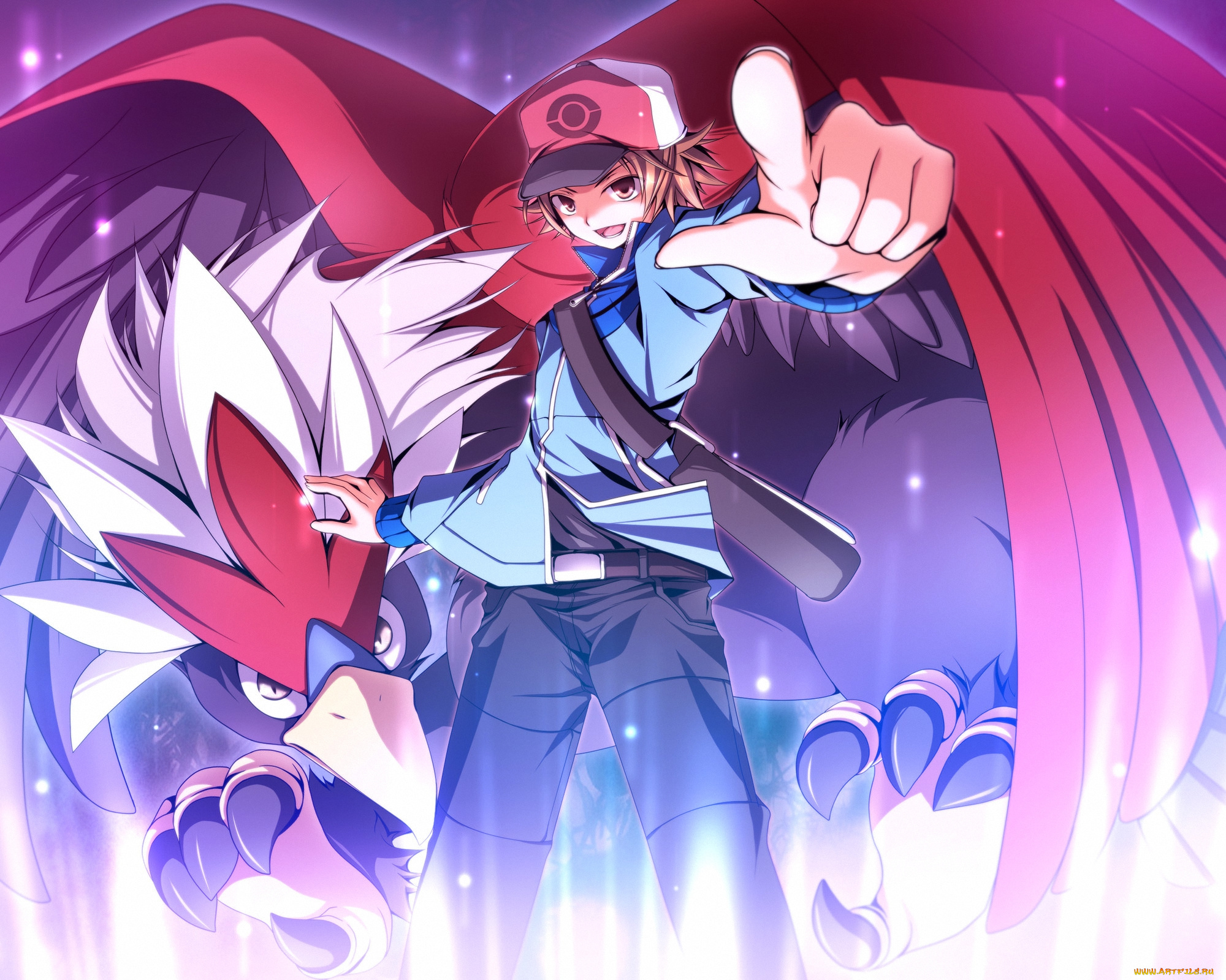 аниме, pokemon, мастер, тренер, монстр, птица, braviary