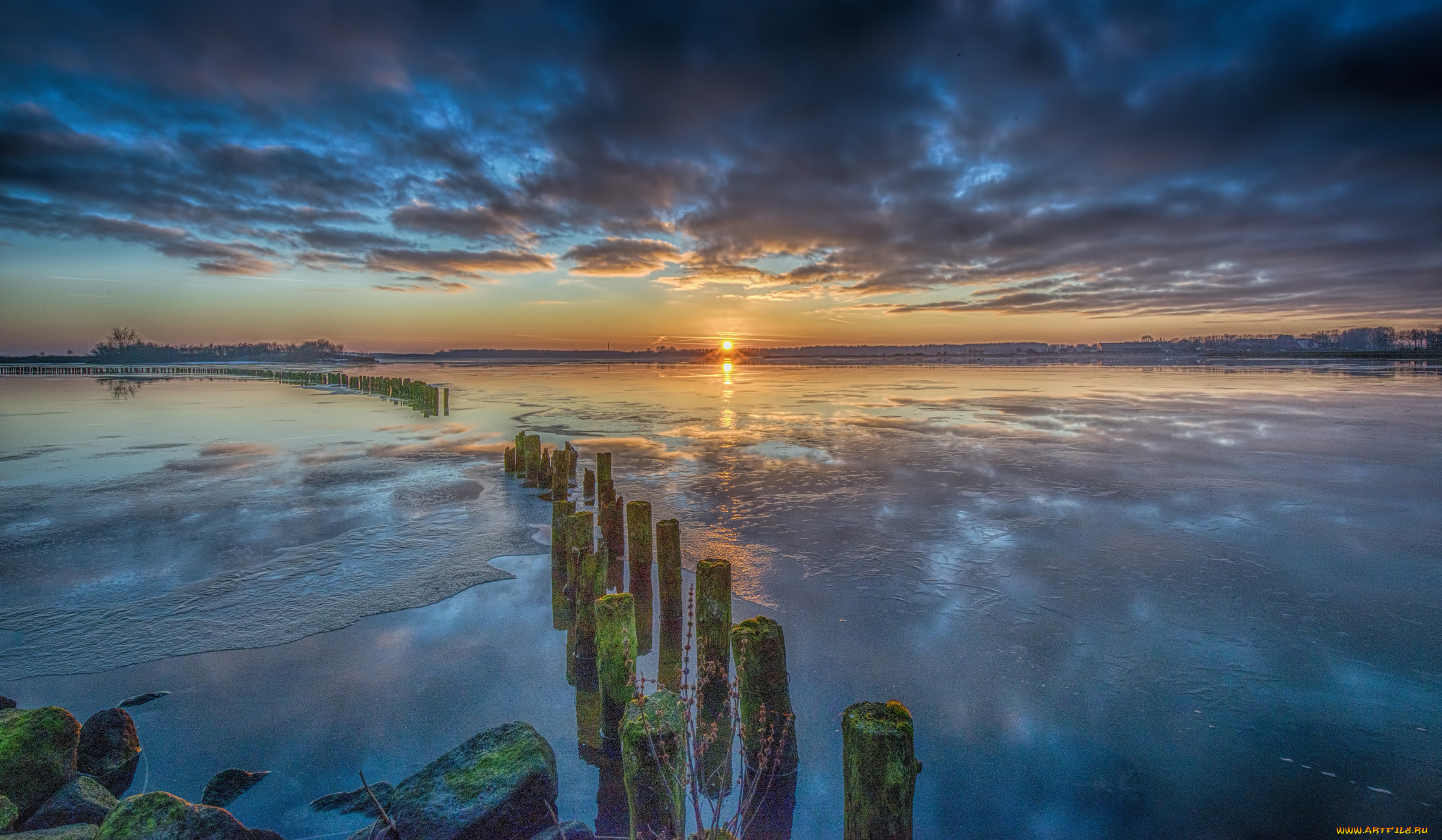 природа, реки, озера, рассвет