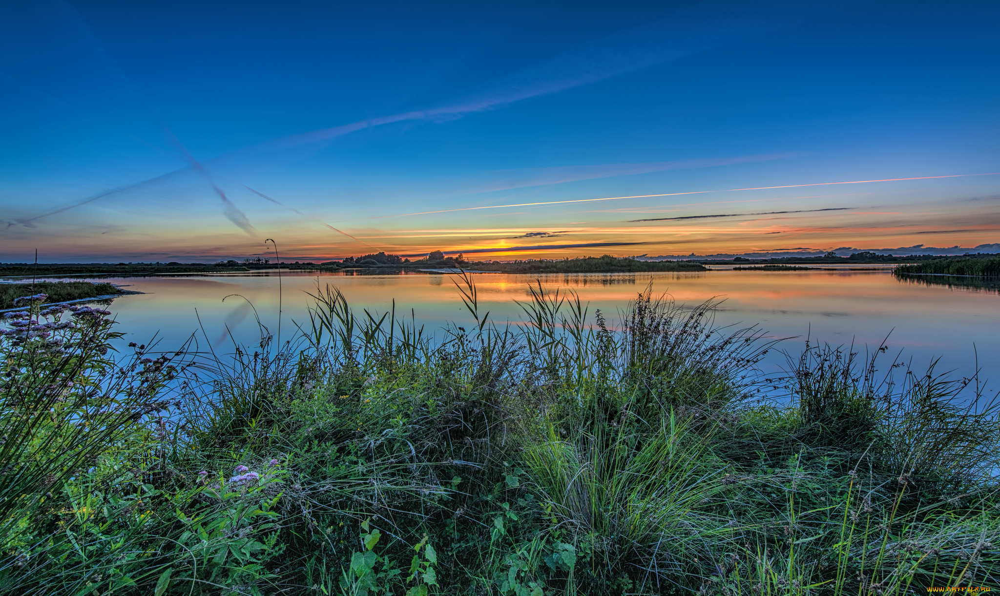 природа, реки, озера, рассвет