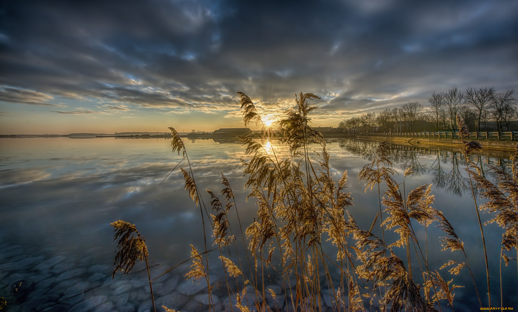 природа, реки, озера, рассвет