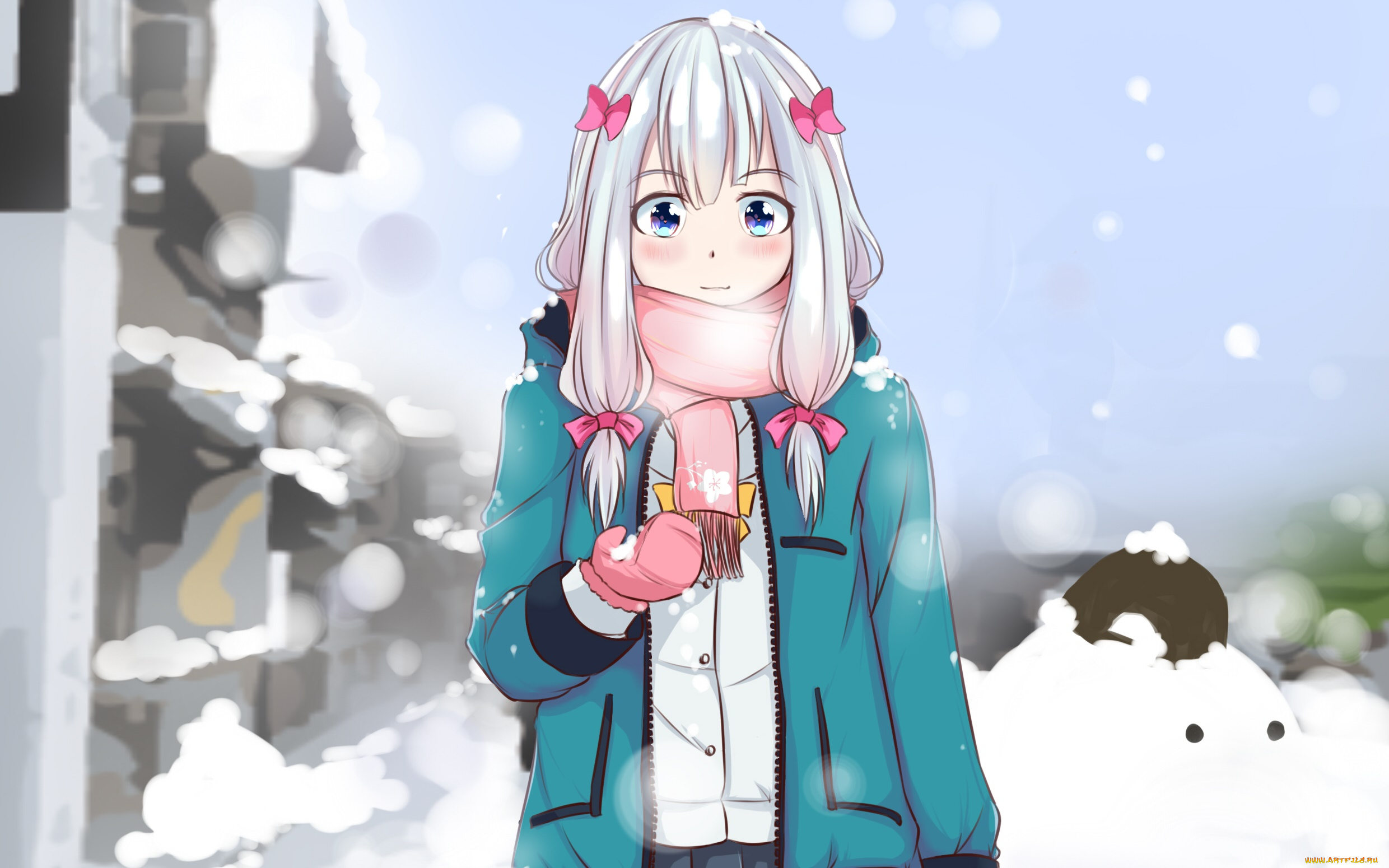 аниме, eromanga-sensei, девушка, взгляд, фон