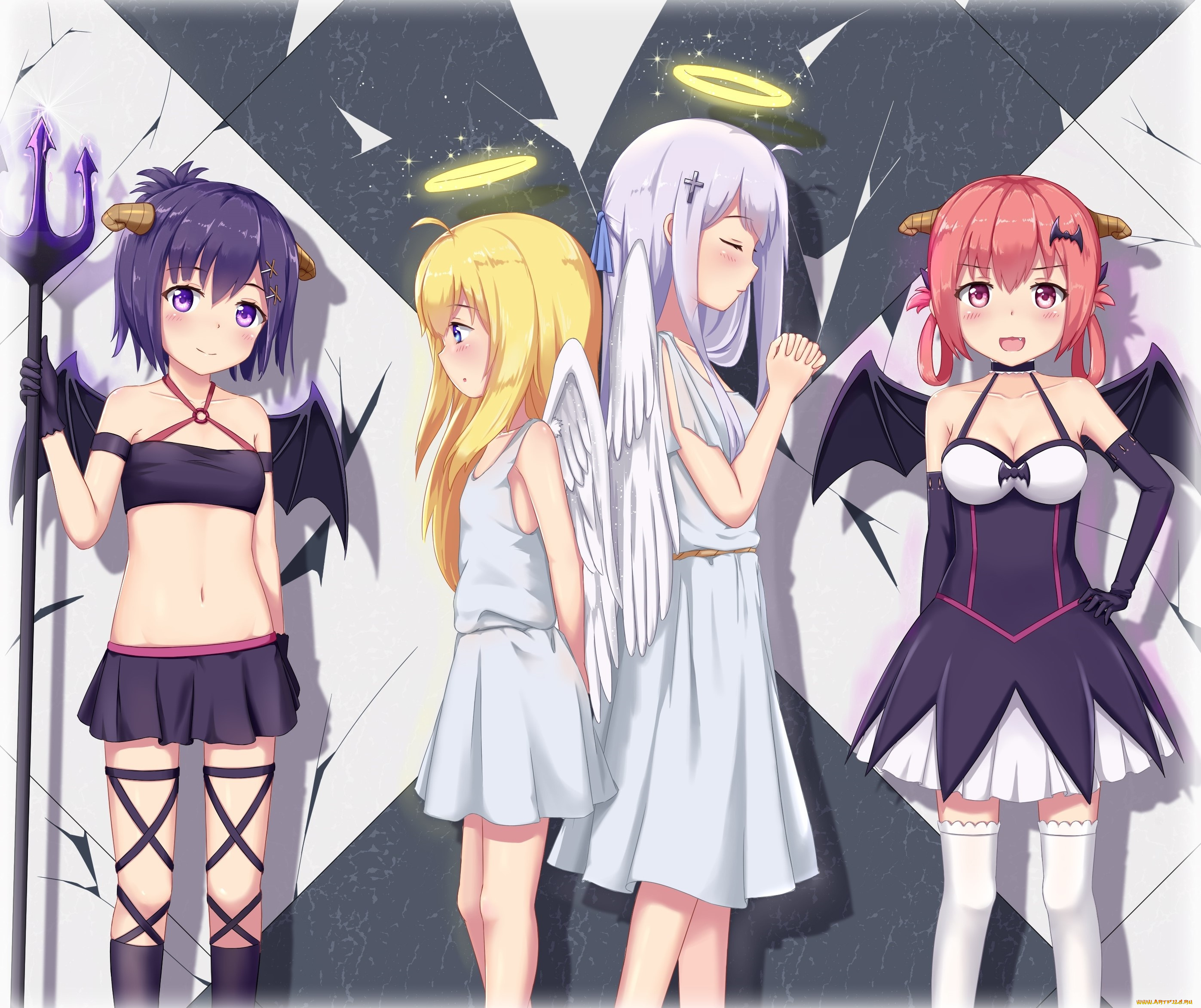 аниме, gabriel, dropout, девушки, фон, взгляд