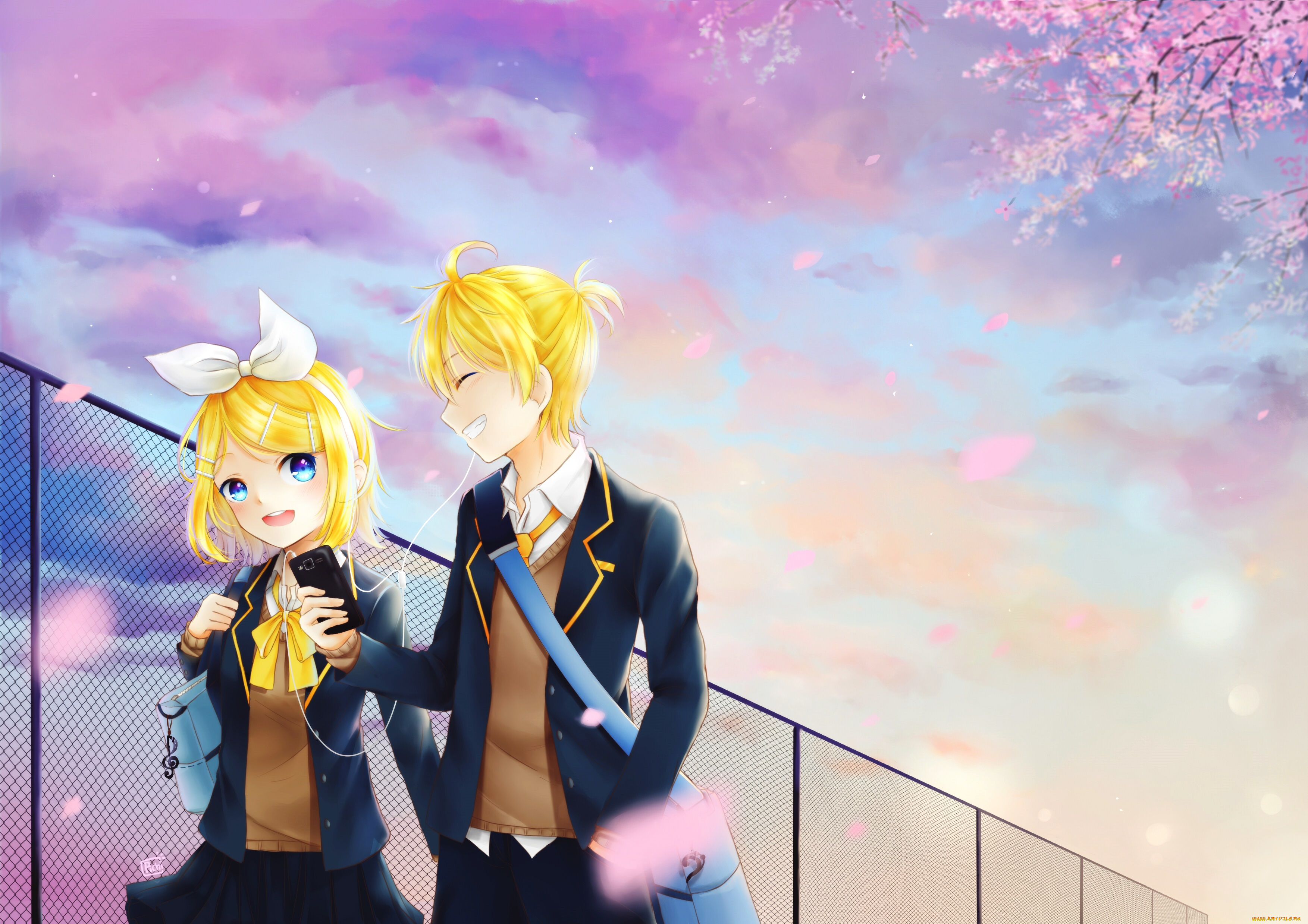 аниме, vocaloid, kagamine, mirrors
